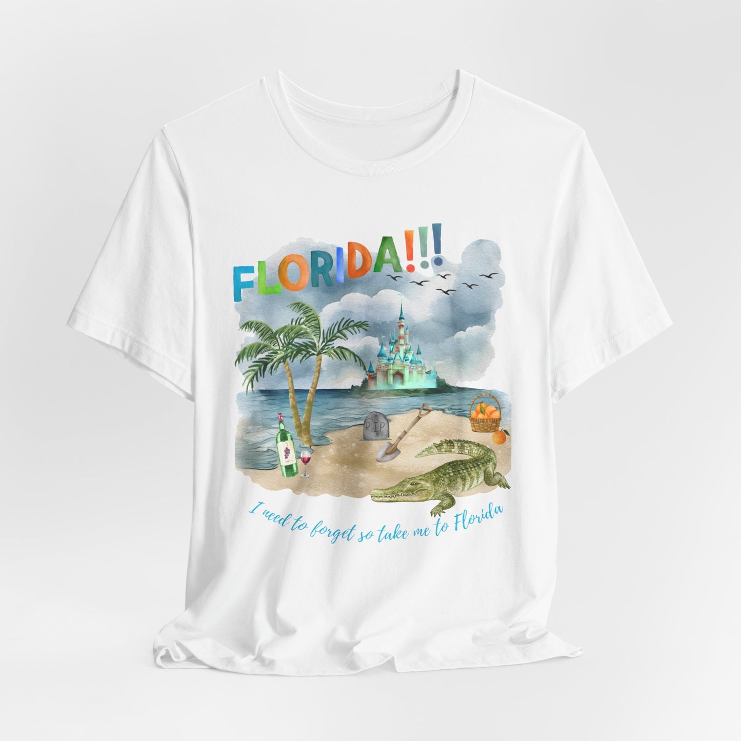 FLORIDA!!! Watercolor Print - Unisex Jersey Short Sleeve Tee