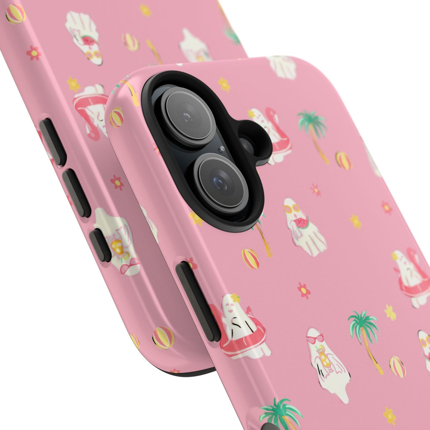 Pink Summerween Phone Cases with Ghosties - Fun Vacation Accessories, Cute Gift for Beach Lovers, Phone Covers, Summer Essentials