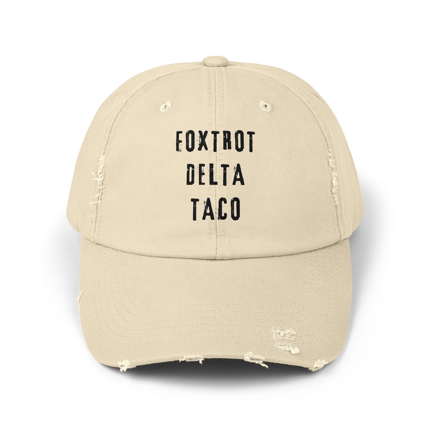 Foxtrot Delta Taco FDT - Anti Trump -Distressed Cap with Fun Slogan – Perfect for Casual Wear, Gifts, Travel, or Everyday Adventures