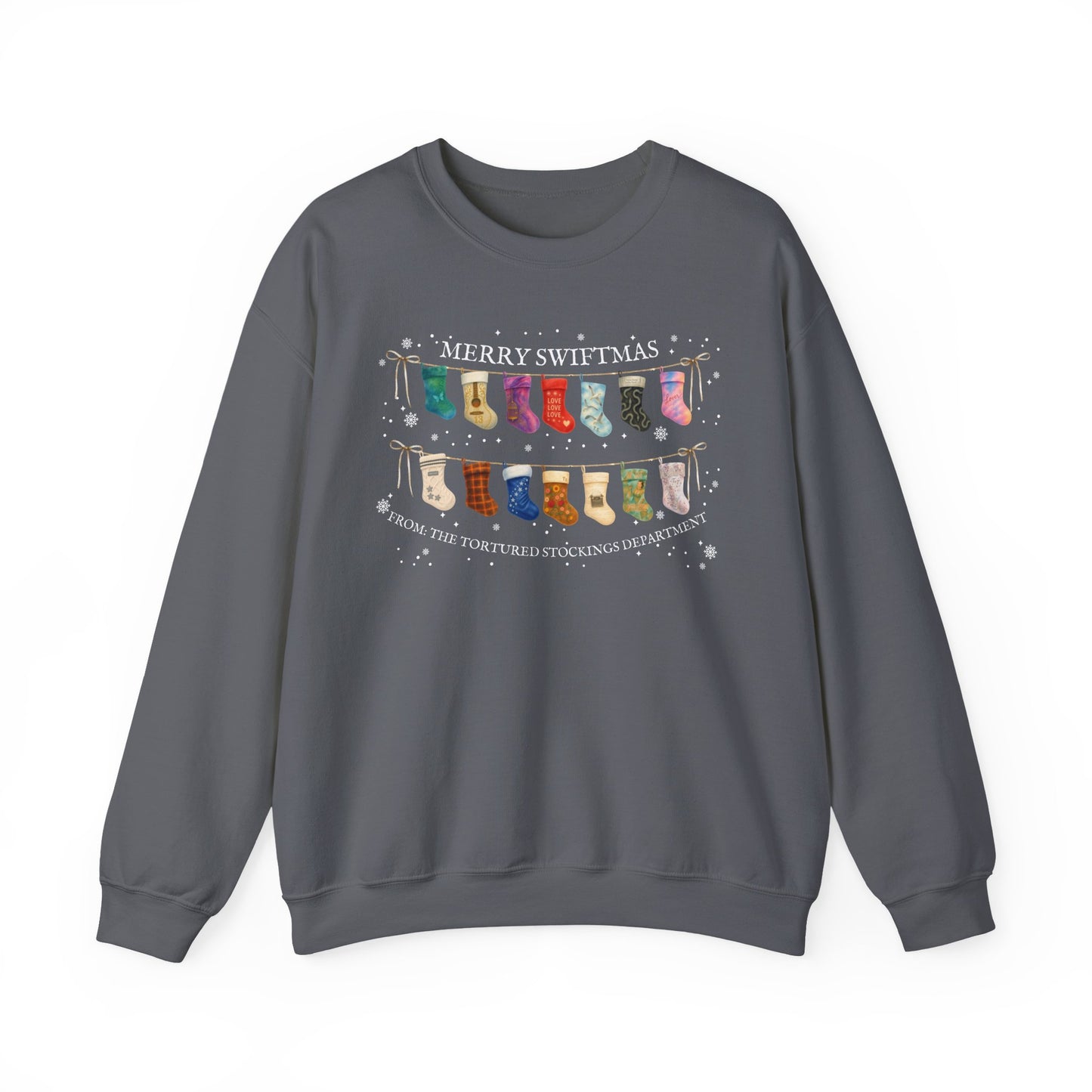 The Tortured Stockings Department Crewneck Sweatshirt — “Merry Swiftmas” Holiday Sweater