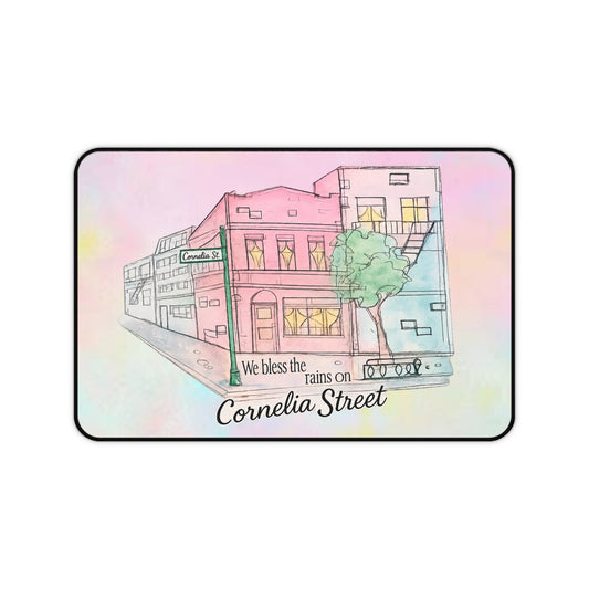 Cornelia Street Desk Mat — Watercolor Cityscape Mouse Pad