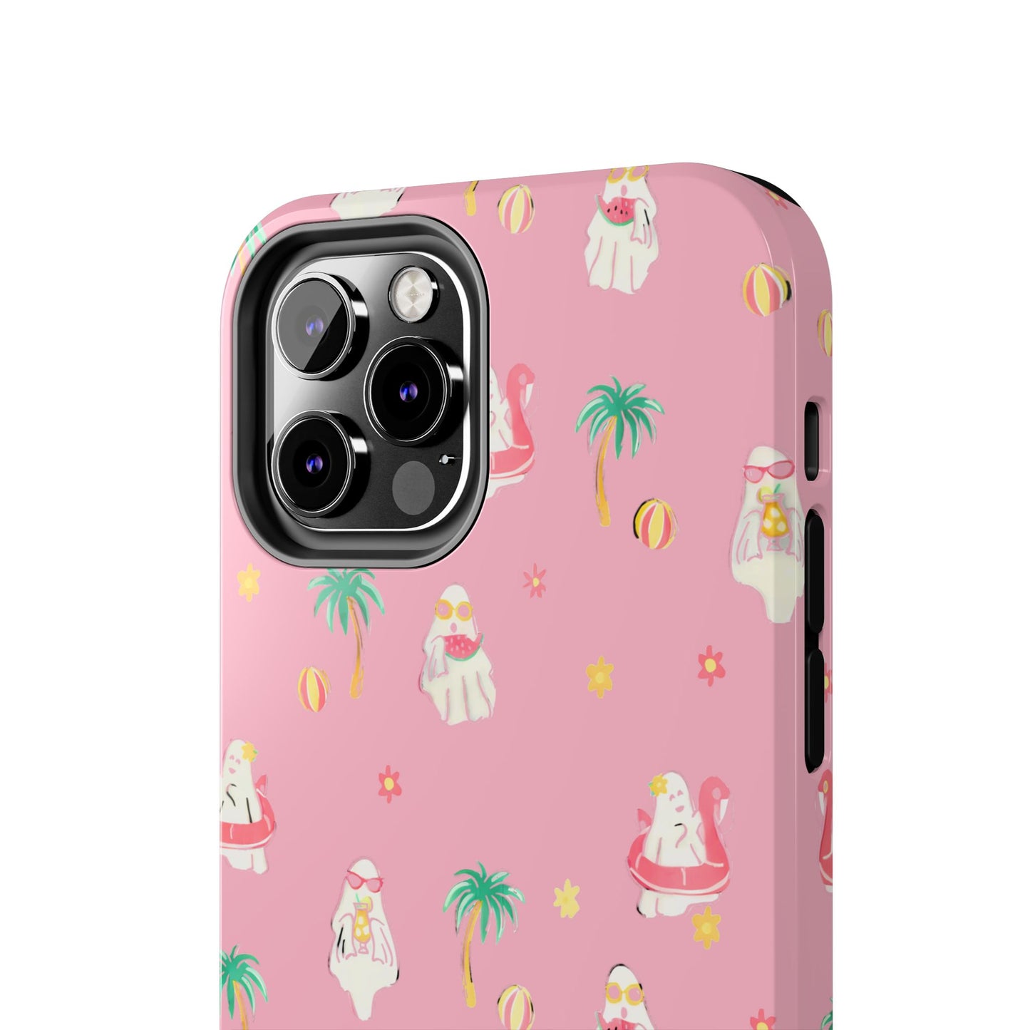 Pink Summerween Phone Cases with Ghosties - Fun Vacation Accessories, Cute Gift for Beach Lovers, Phone Covers, Summer Essentials