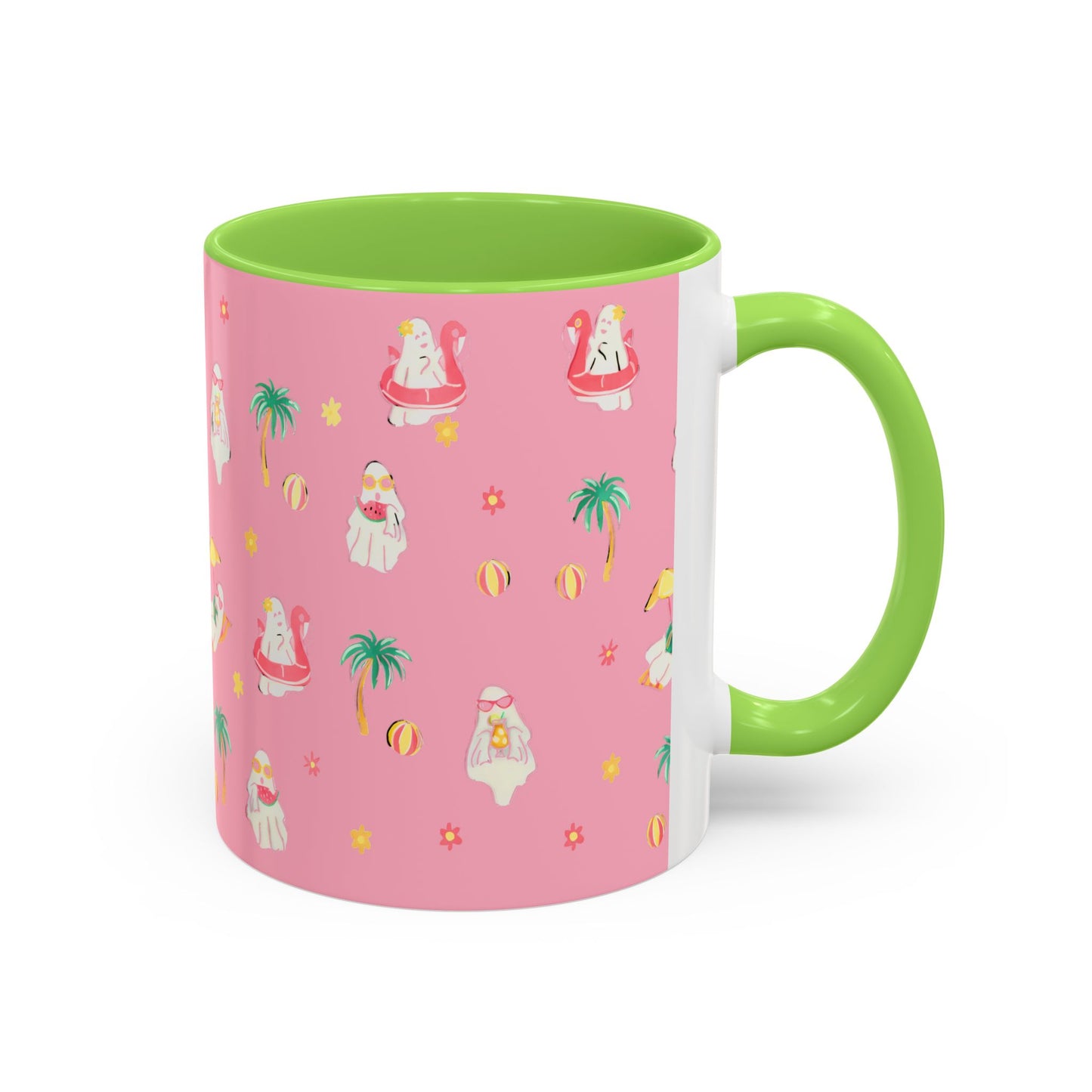 Pink Summerween Ghostie Mugs - Fun Gift, Beach Decor, Unique Coffee Cup, Cute Summer Drinkware, Perfect for Summer