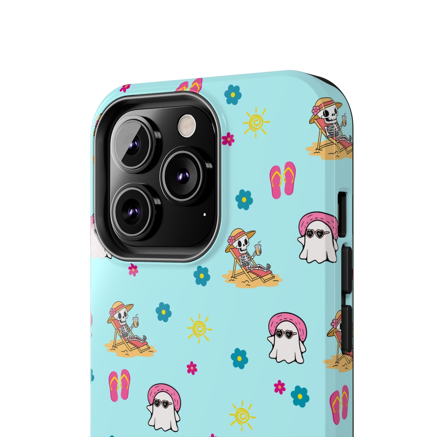 Aqua Summerween Tough Phone Cases, Cute Beach Pattern, Fun Gift for Beach Lovers, Summer Accessories, Protective Phone Cover