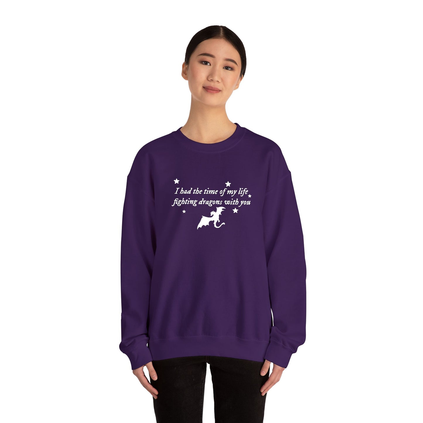 Embroidered Crewneck Sweatshirt — fighting dragons with you