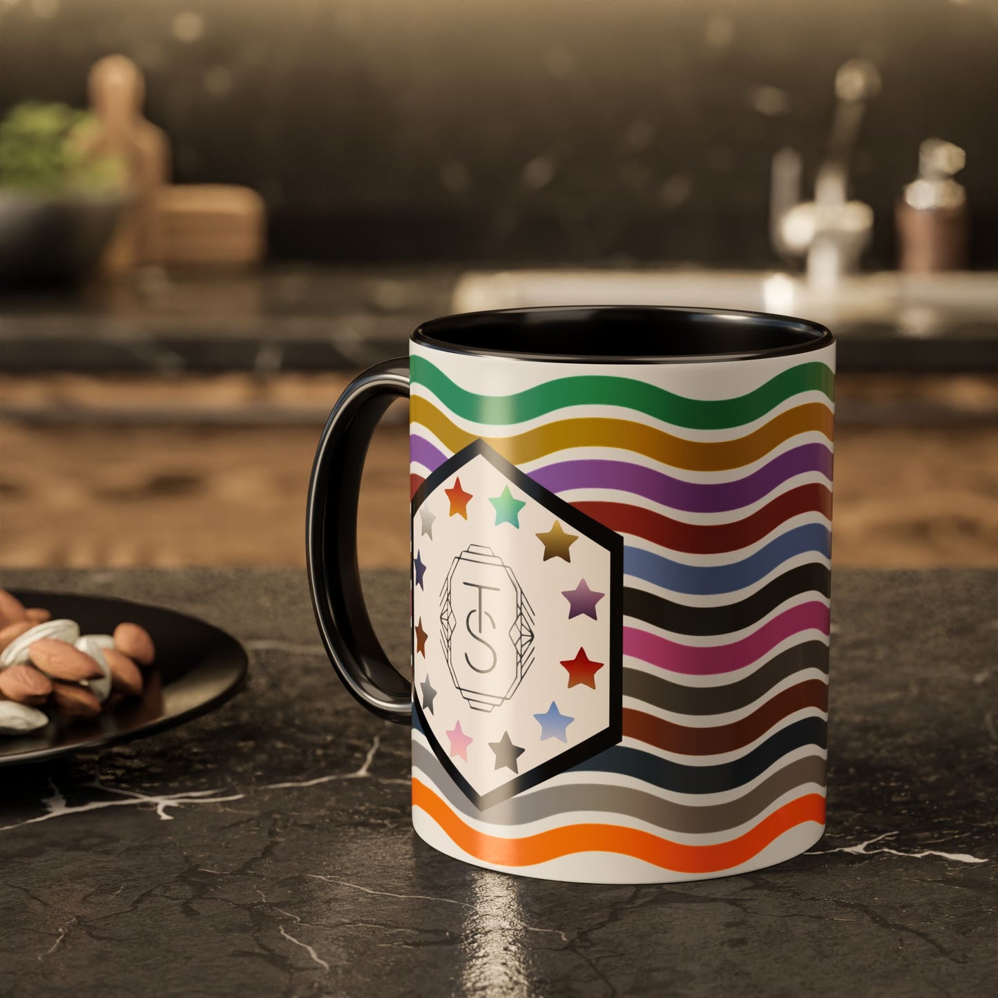 Wavy Tay-pendence Day Flag - Colorful Coffee Mugs - Spirited Sipware for Home, Office, Birthdays, or Holidays, Unique Gift Idea, Customizable Designs, Vibrant Drinkware