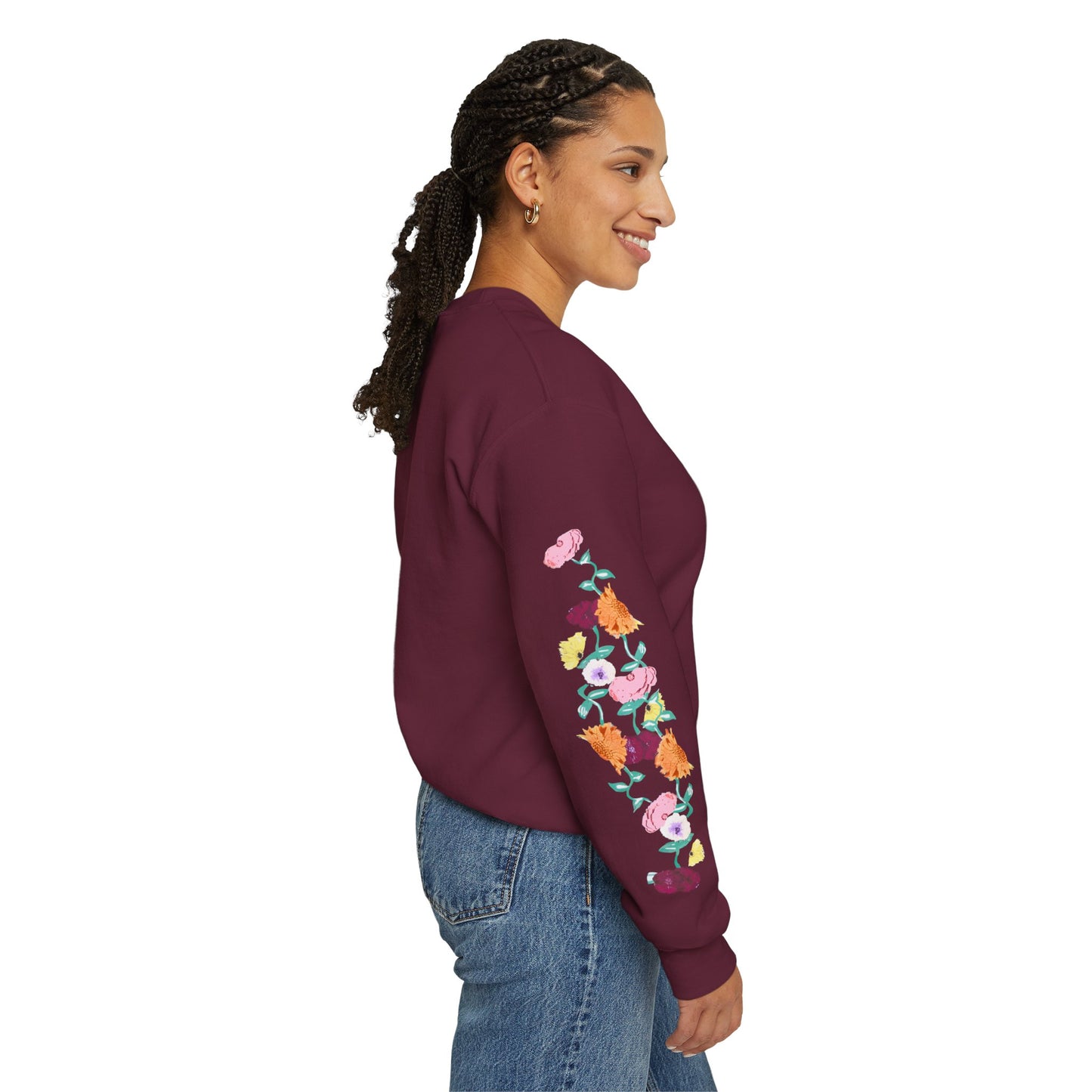 Acoustic Piano Floral Sleeve Crewneck Sweatshirt