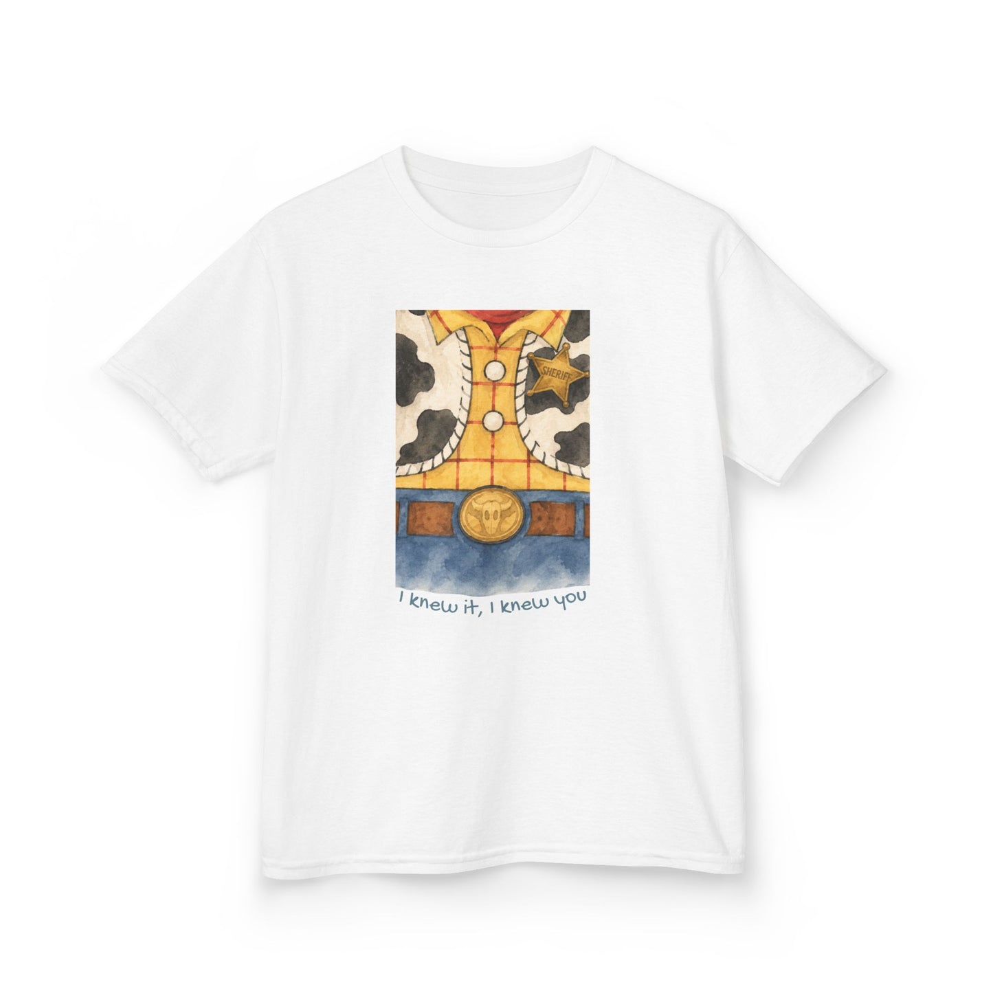 Kids T-Shirt — "I Knew It, I Knew You" Cowboy Outfit Graphic
