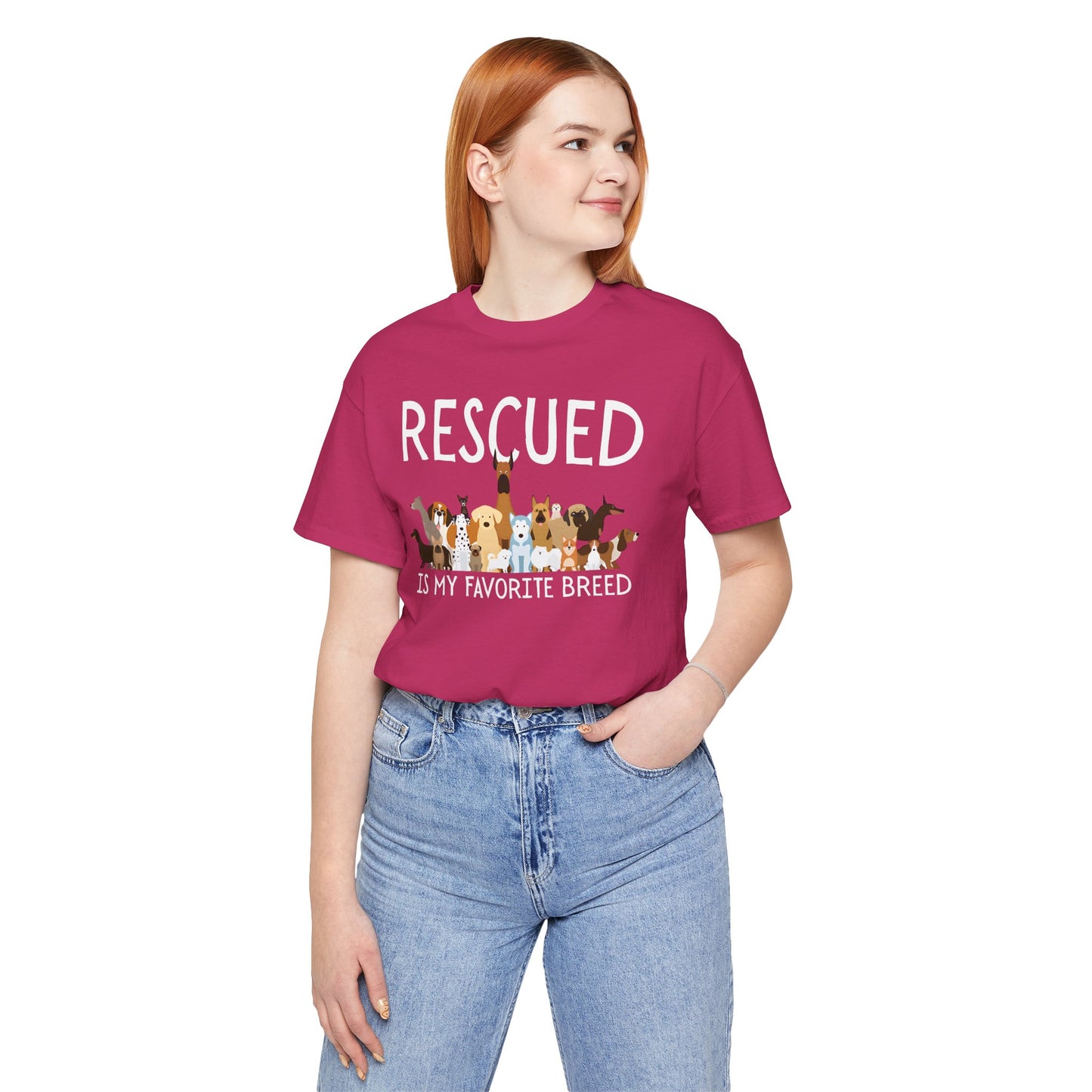 Unisex Dog Lover Tee: 'Rescued is My Favorite Breed' Shirt, Animal Rescue Gift, Pet Owner Apparel, Fun Casual Wear, Birthday Gift