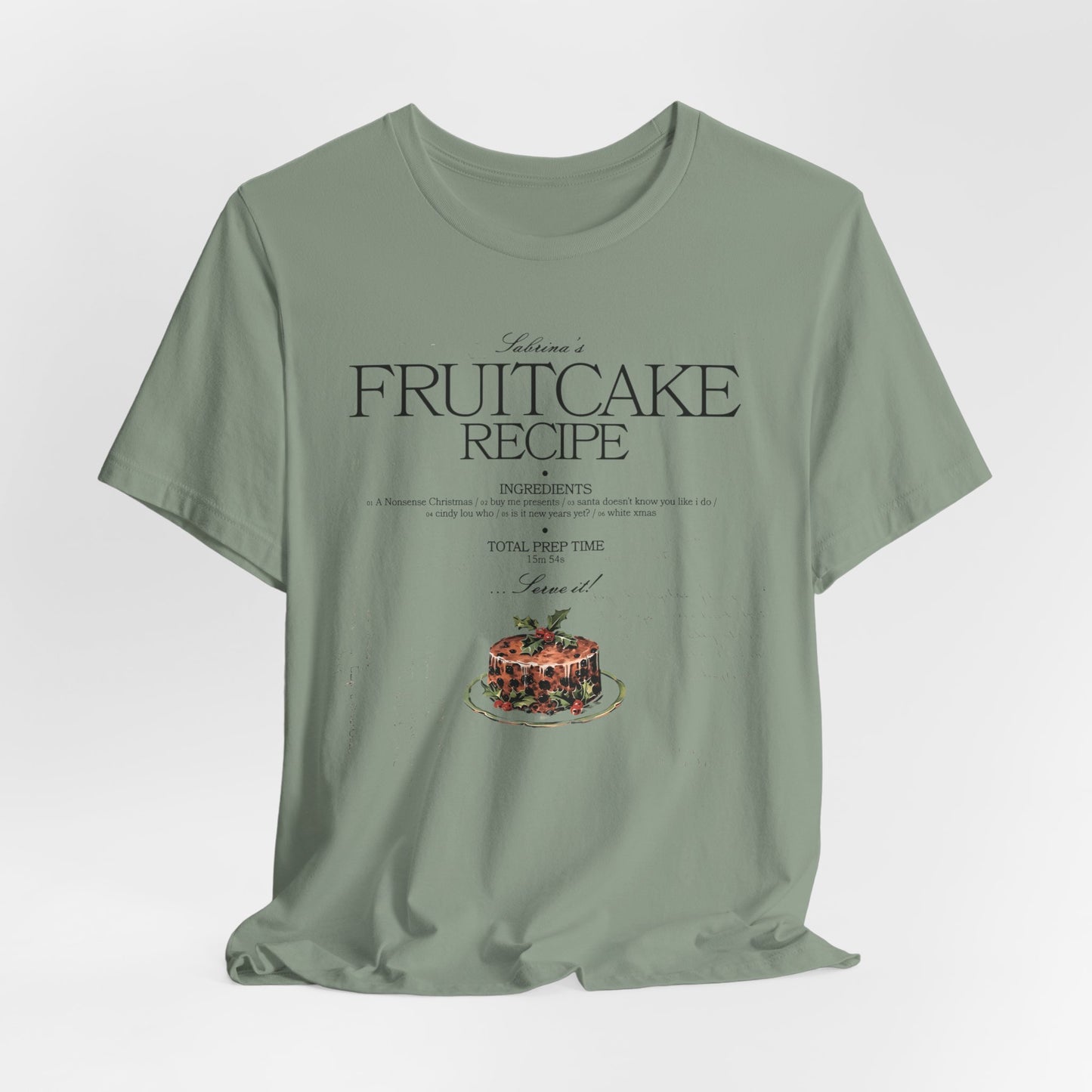 fruitcake recipe with handwriting background - Unisex Jersey Short Sleeve Tee