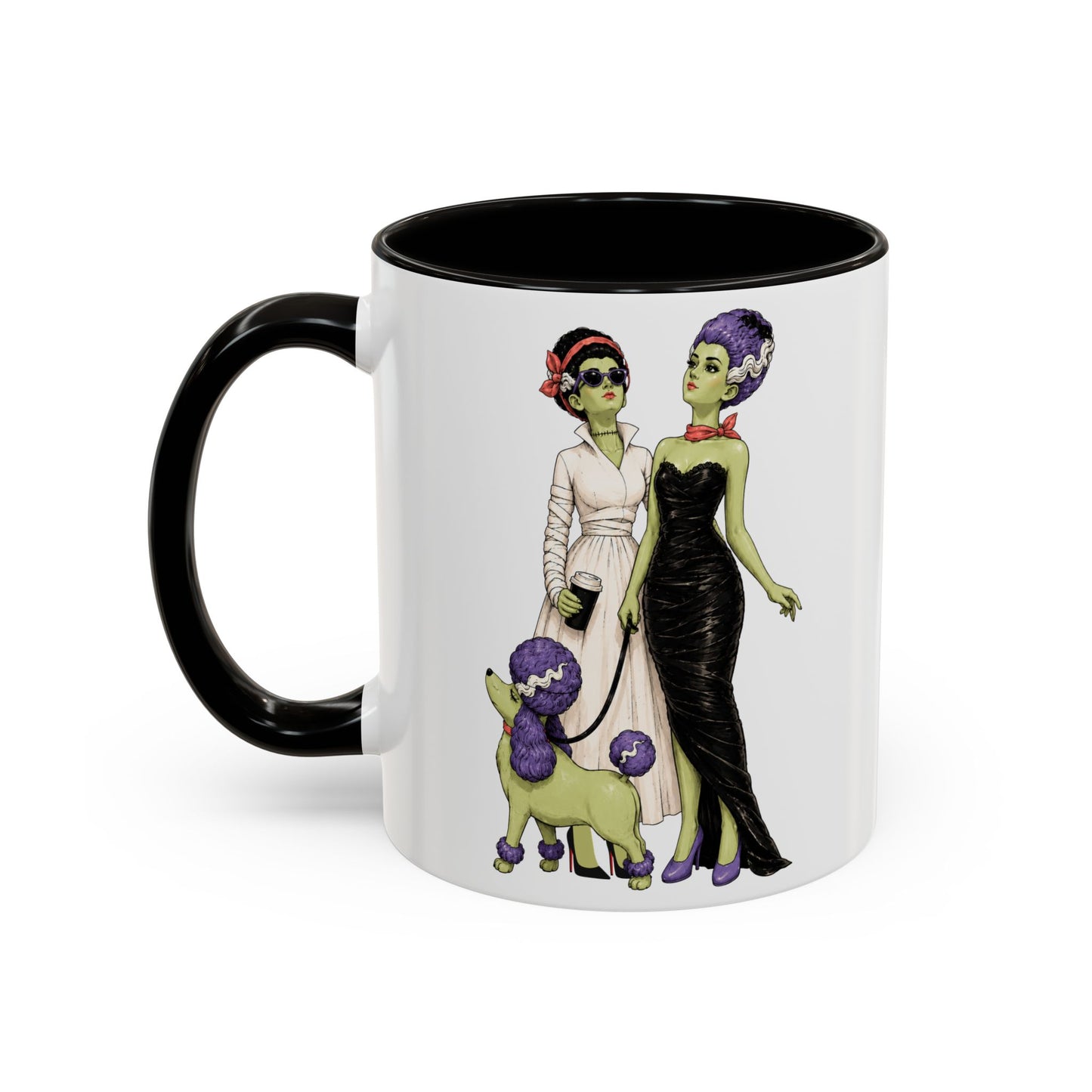 Monster Brides Dog Walk Mug — 11 oz Coffee Cup Lesbian Couple