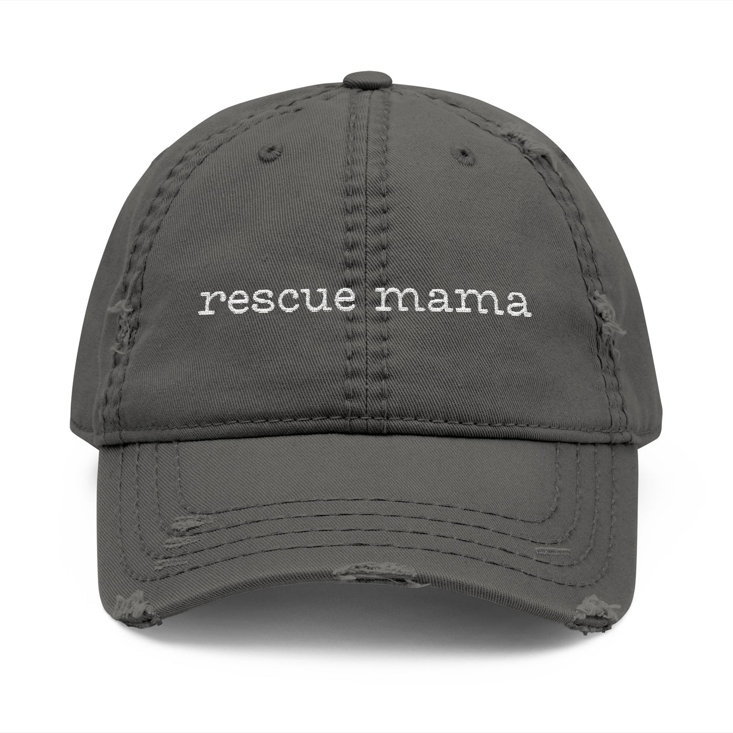 Rescue Mama Embroidered Distressed Hat - Casual Style, Perfect Gift for Pet Lovers, Everyday Hat, Relaxed Look
