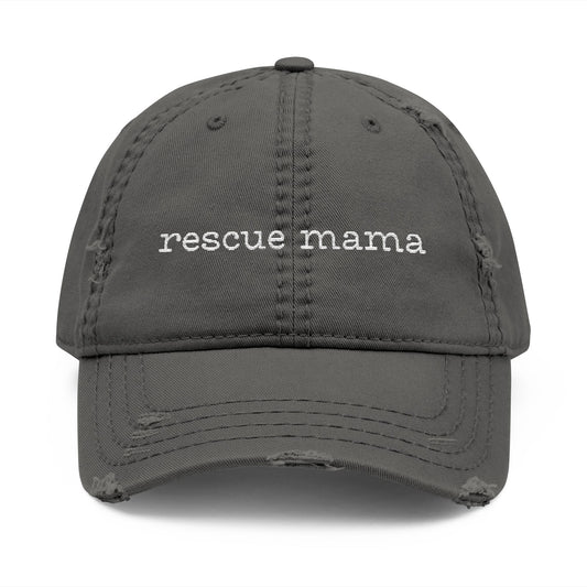 Rescue Mama Embroidered Distressed Hat - Casual Style, Perfect Gift for Pet Lovers, Everyday Hat, Relaxed Look