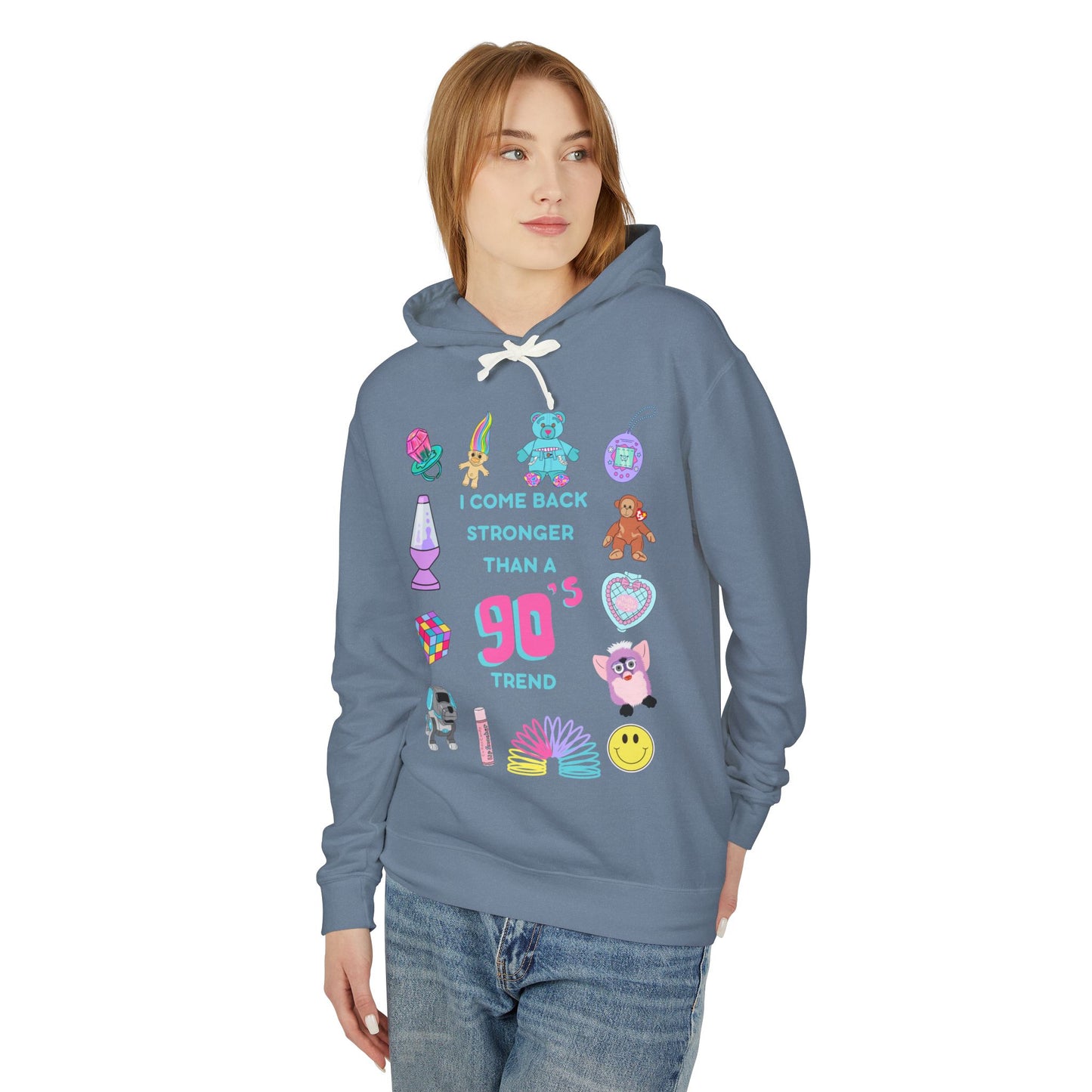 I come back stronger than a 90s trend - Unisex Lightweight Hooded Sweatshirt - Comfort Colors