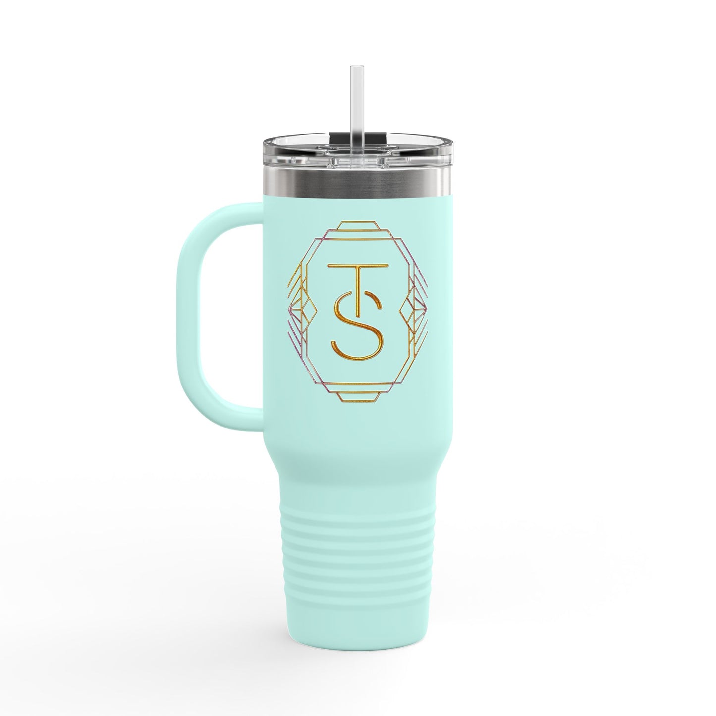 40oz Insulated Travel Mug with Gold Monogram – Large Thermal Tumbler