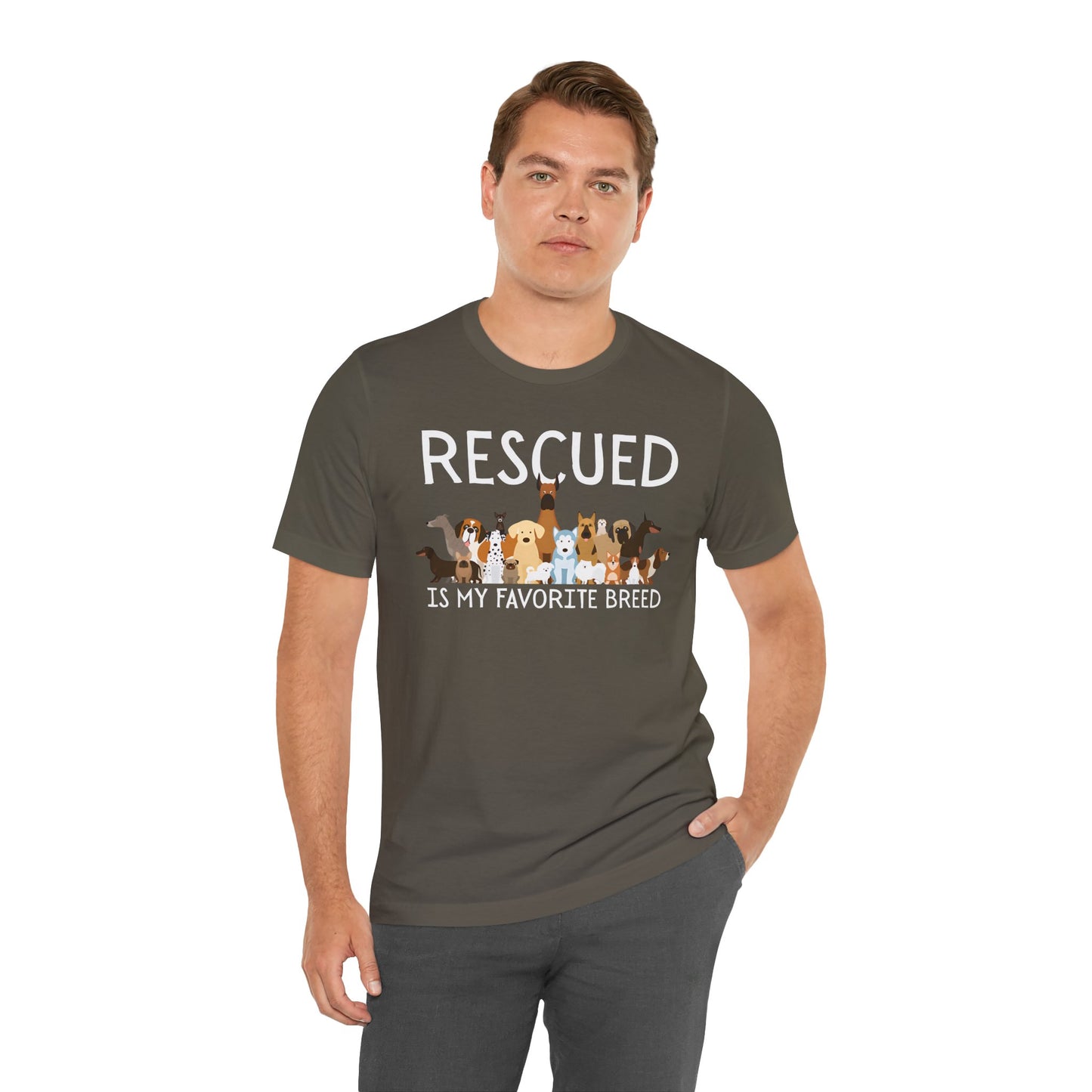 Unisex Dog Lover Tee: 'Rescued is My Favorite Breed' Shirt, Animal Rescue Gift, Pet Owner Apparel, Fun Casual Wear, Birthday Gift