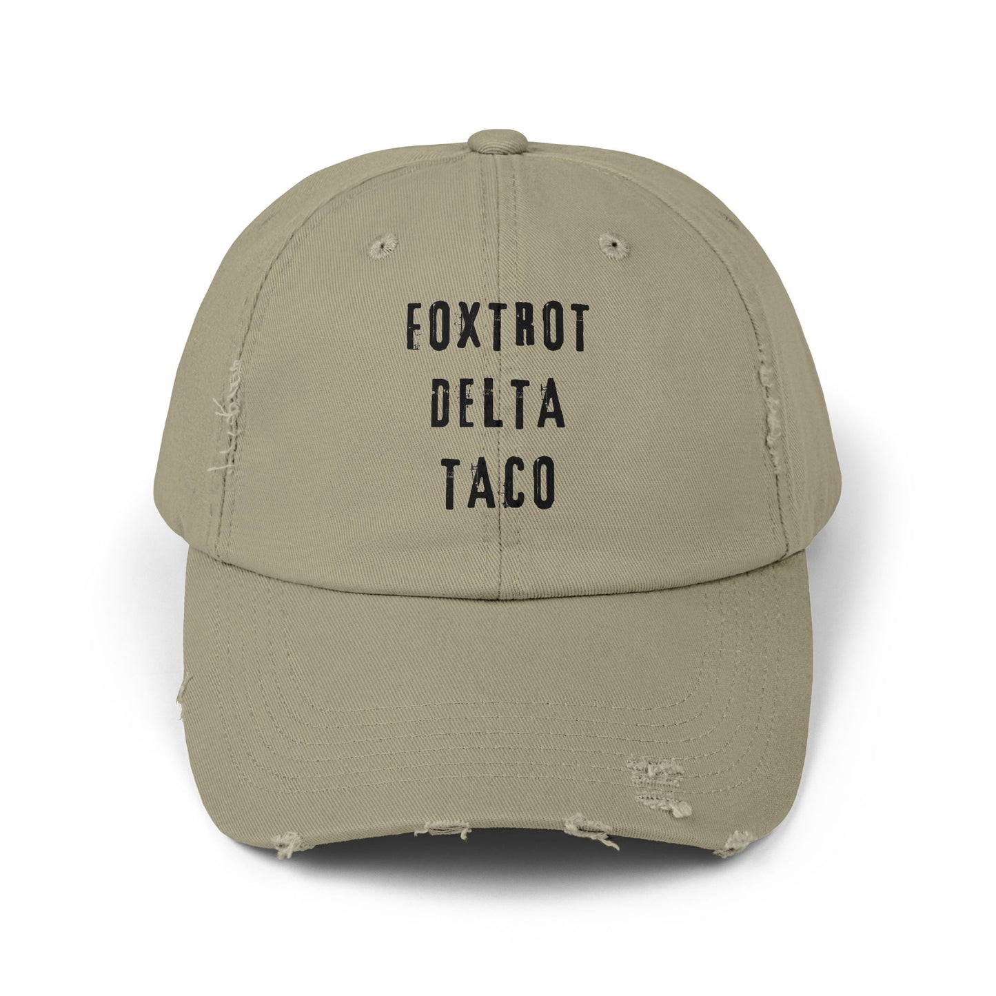 Foxtrot Delta Taco FDT - Anti Trump -Distressed Cap with Fun Slogan – Perfect for Casual Wear, Gifts, Travel, or Everyday Adventures