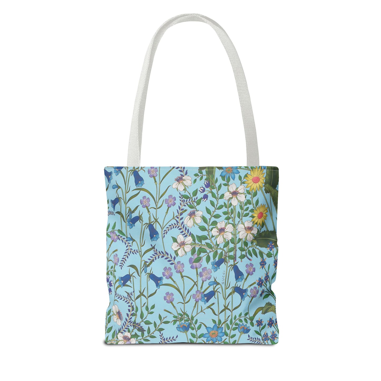 Floral Pattern Tote Bag "Flora Blue" - Vibrant Garden Style for Everyday Use