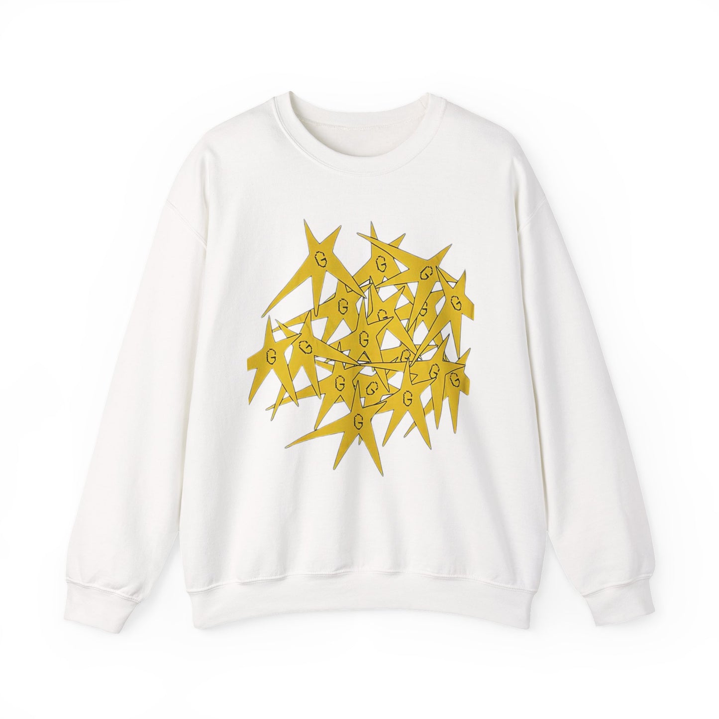 Yellow Stars Pattern Crewneck Sweatshirt