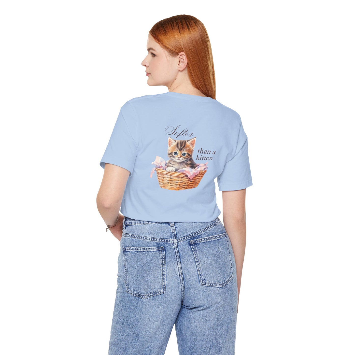 Sweeter than a Peach, Softer than a Kitten - Bella Canvas Unisex Jersey T-Shirt | Graphic Tee for Cat Lovers, Gifts for Her, Birthday Present, Casual Wear, Peach and Kitten Designs
