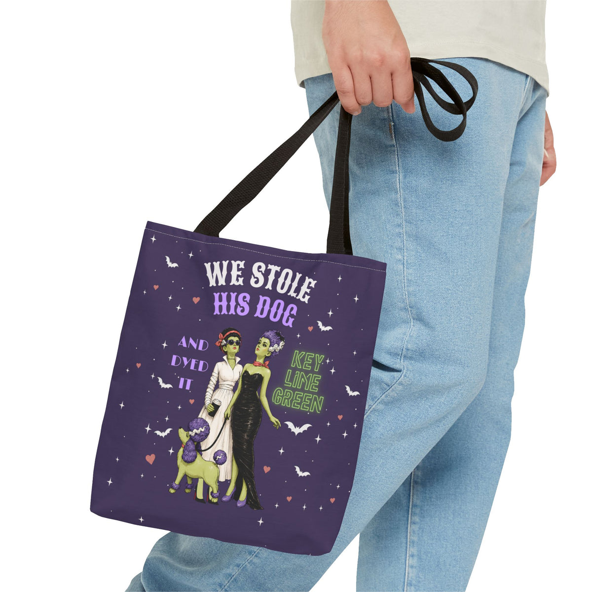 Gothic Brides Tote Bag — Retro Monster Dog Walk Design