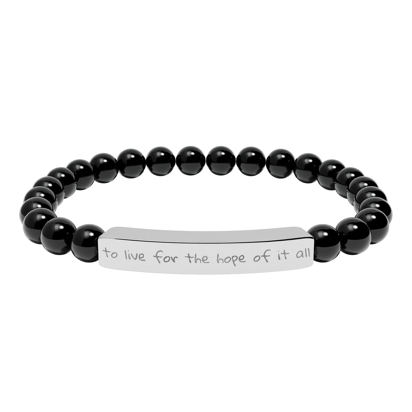Engraved Natural Stone Stretch Bracelet — to live for the hope of it all