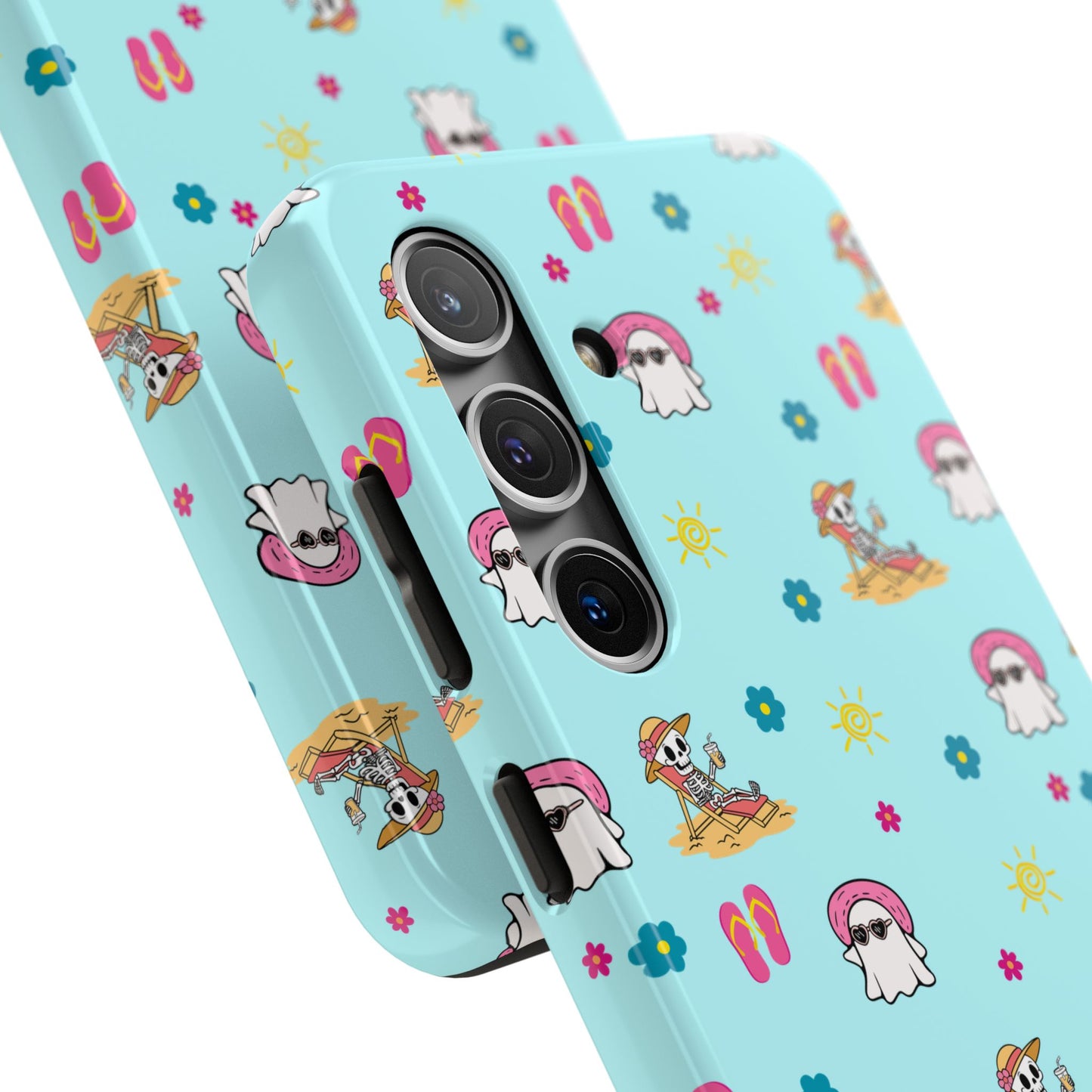 Aqua Summerween Tough Phone Cases, Cute Beach Pattern, Fun Gift for Beach Lovers, Summer Accessories, Protective Phone Cover