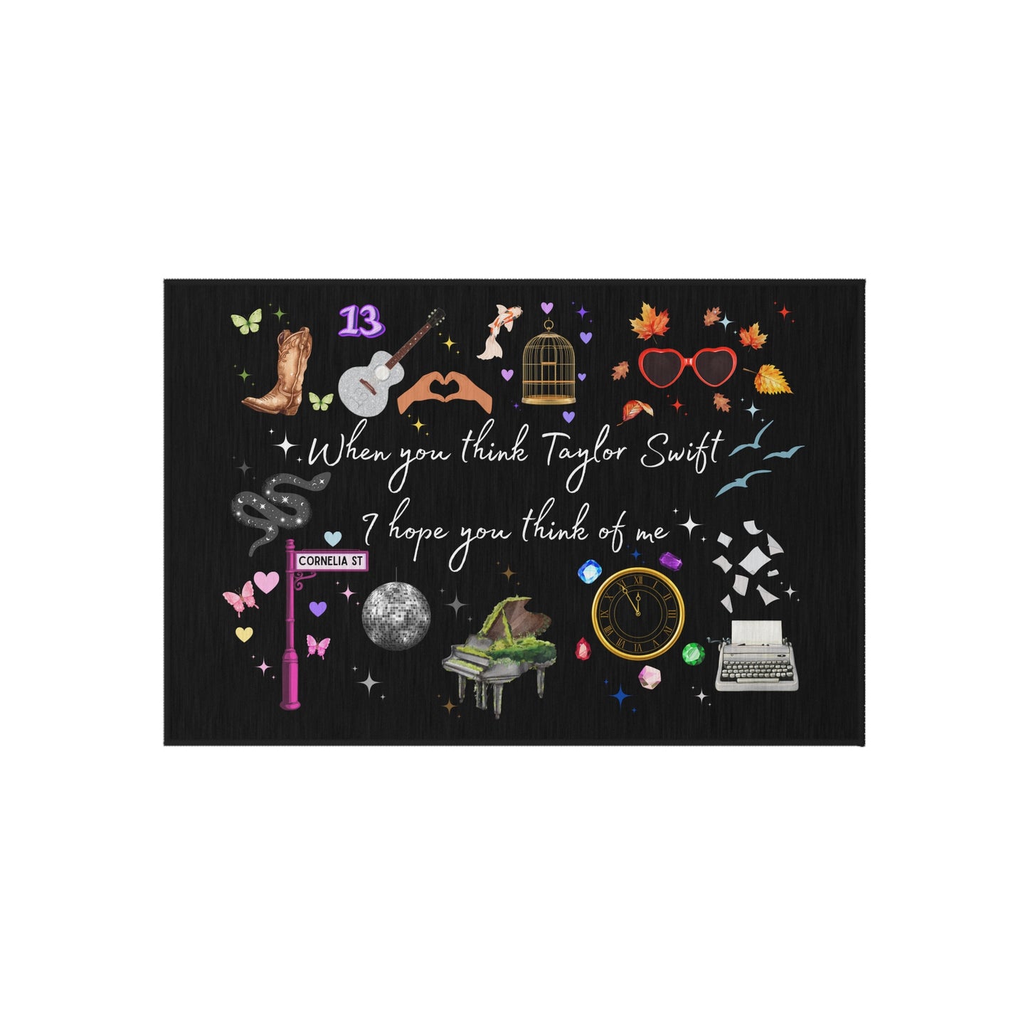 I hope you think of me - Outdoor Rug, Music Decor, Outdoor Living, Patio Accessory, Gift for Fan, Boho Home