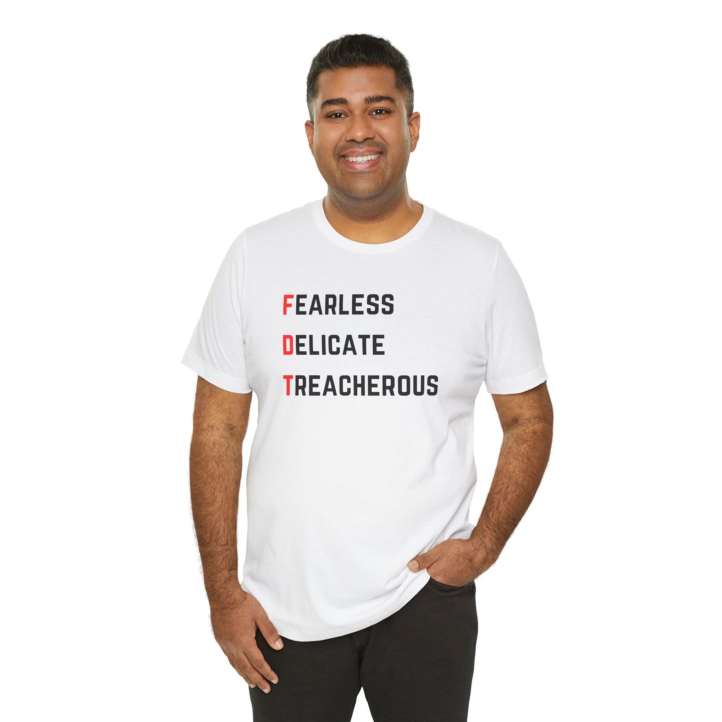 FDT Fearless Delicate Treacherous Unisex Jersey Tee, Swiftie T-Shirt, Political Tee, Casual Gift, Everyday Wear, Unique Gift Idea