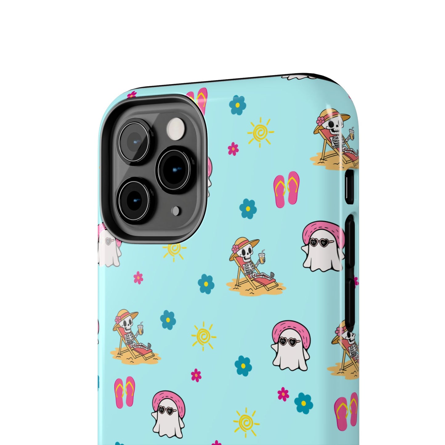 Aqua Summerween Tough Phone Cases, Cute Beach Pattern, Fun Gift for Beach Lovers, Summer Accessories, Protective Phone Cover
