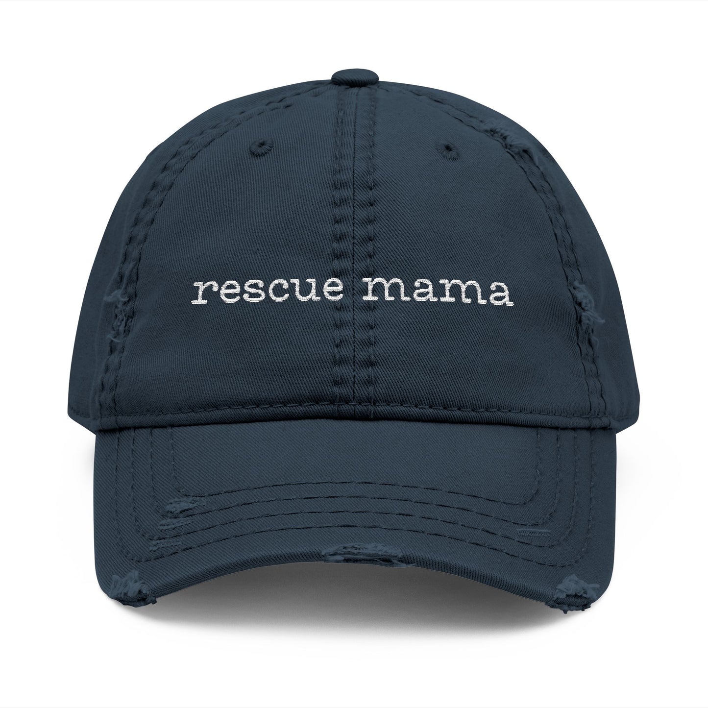 Rescue Mama Embroidered Distressed Hat - Casual Style, Perfect Gift for Pet Lovers, Everyday Hat, Relaxed Look