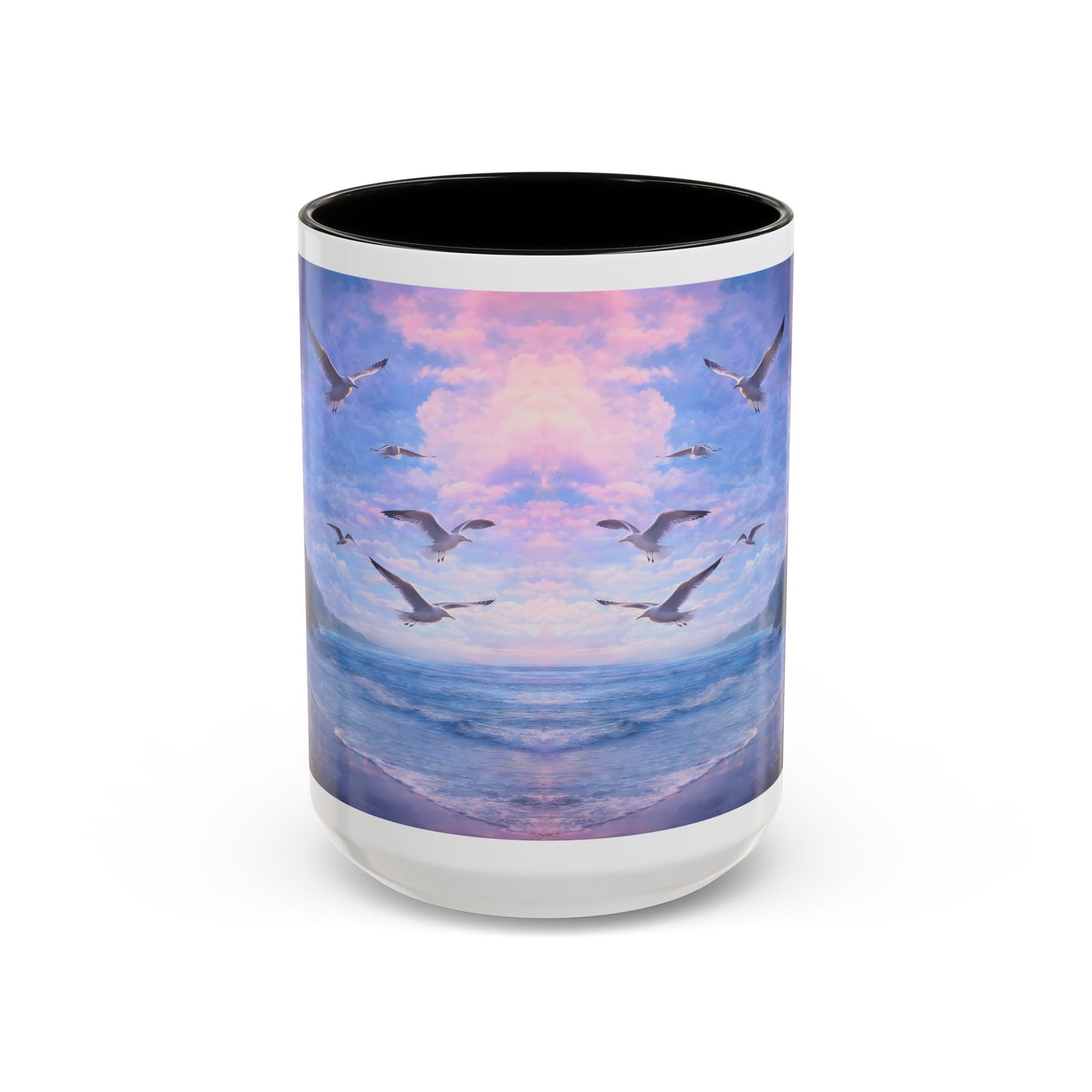 Keep it 100 Seaside Dreamscape Mug — Sunset Ocean Birds Art (11oz & 15oz)