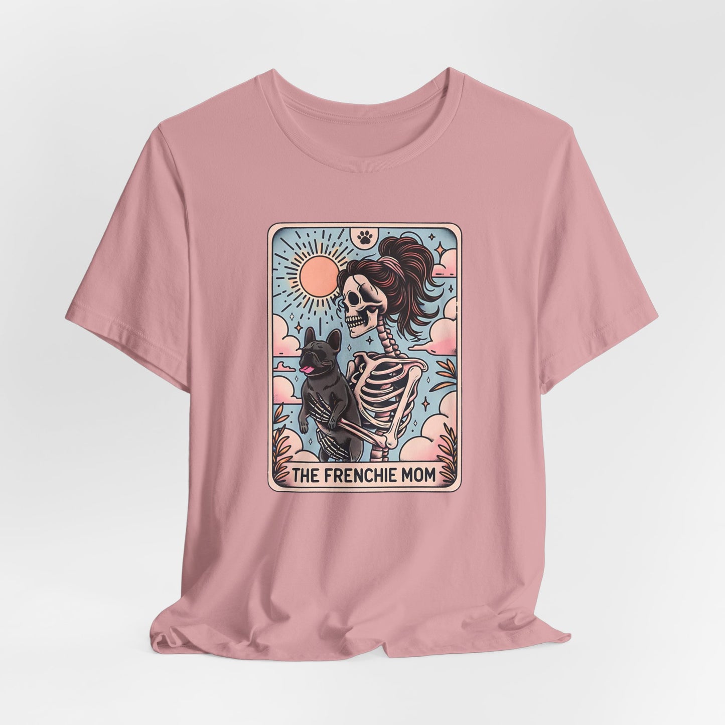 The Frenchie Mom Tarot Tee - Fun Graphic Shirt for Pet Lovers, Dog Mom Gift, Halloween Style, Casual Wear, Graphic T-Shirt, Unique Gift Idea
