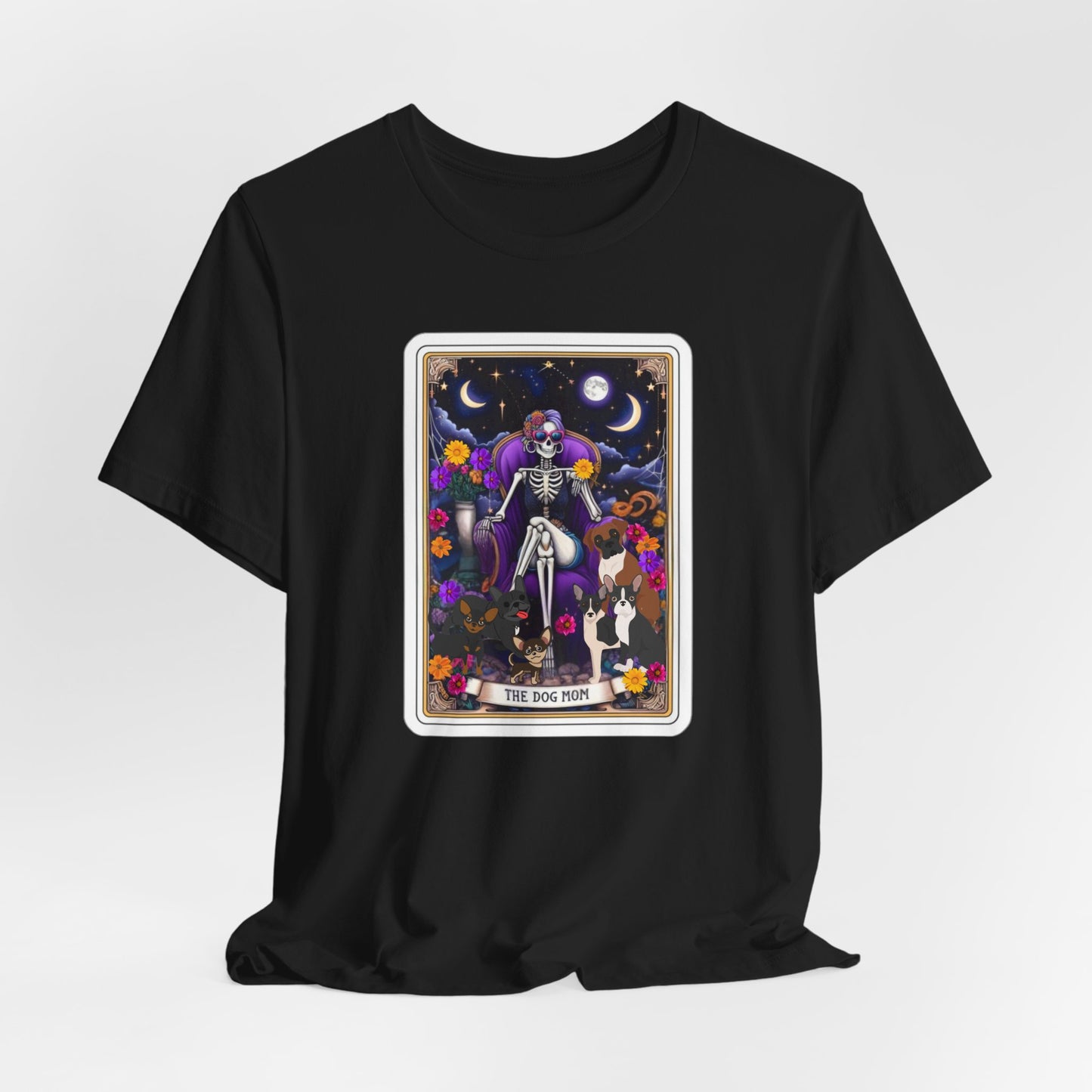 Custom Dog Mom Tarot Tee: Unisex Bella Canvas Jersey Short Sleeve Shirt, Pet Lover Gift, Graphic Tee, Casual Wear