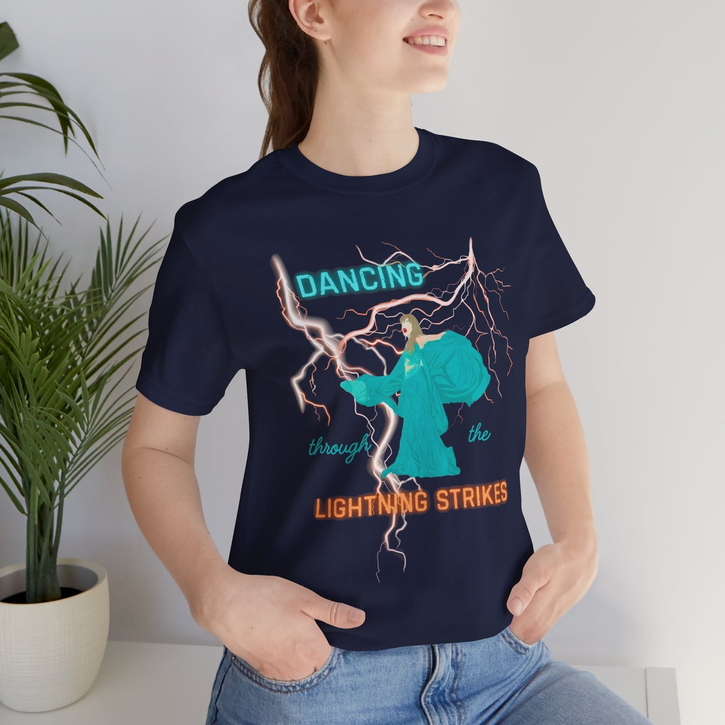 Dancing Through the Lightning Strikes Tee, Unisex Graphic T-Shirt for Music Lovers, Concert Attire, Festival Wear, Unique Gift
