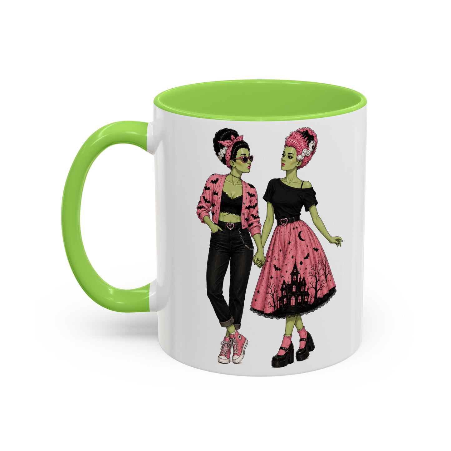 Pink Monster Brides Lesbian Couple Mug — 11 oz Coffee Cup