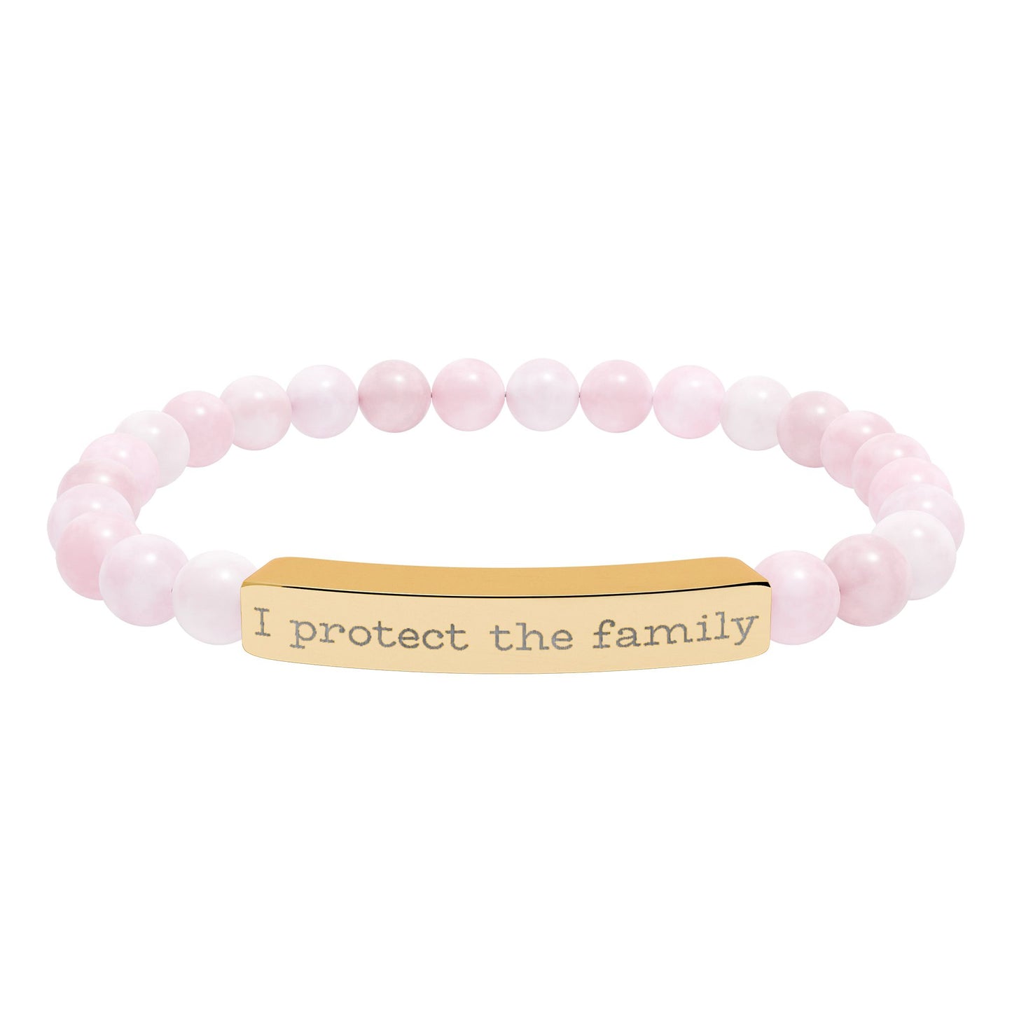 Engraved Natural Stone Stretch Bracelet — "I Protect the Family" Bar