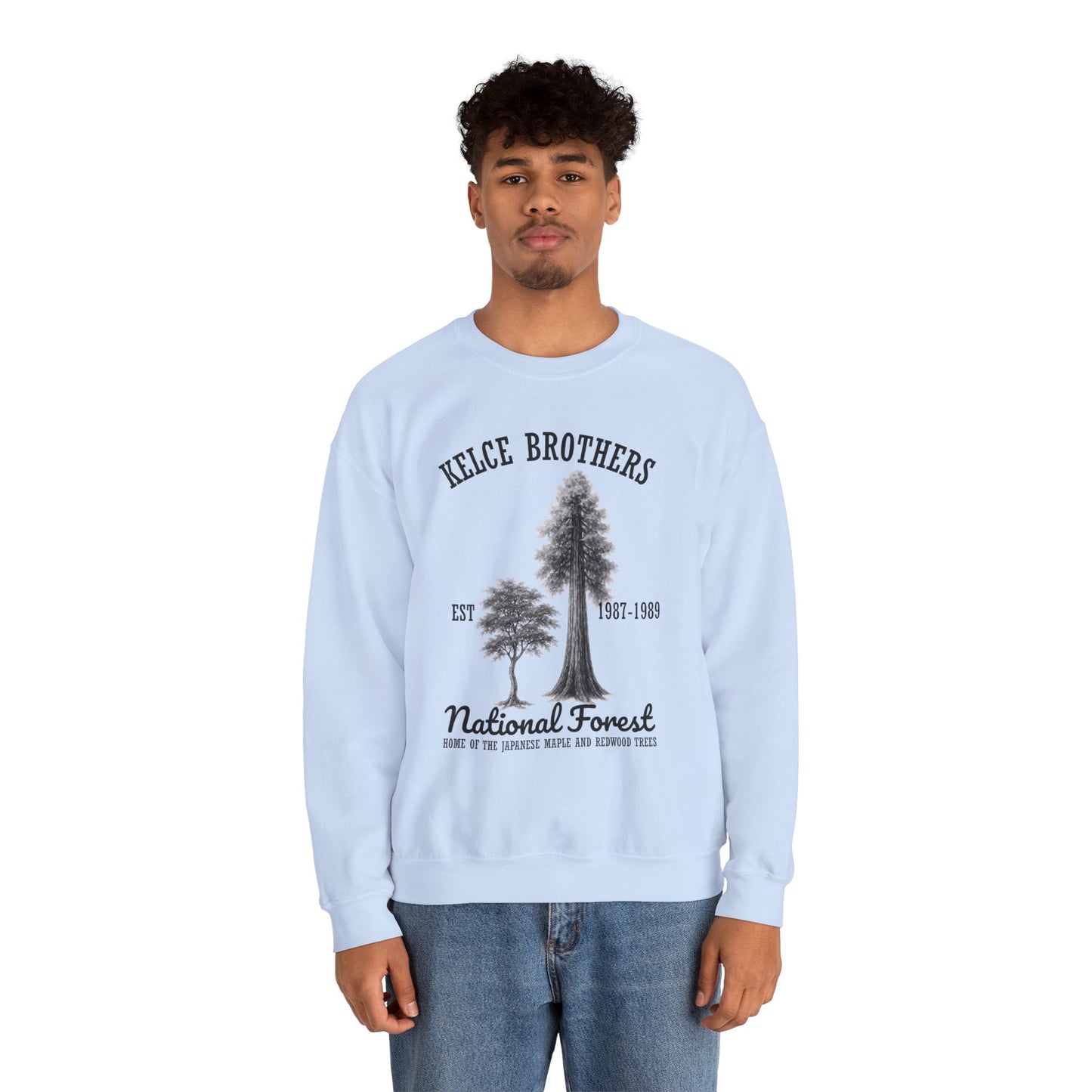 Kelce National Forest Crewneck Sweatshirt - "Kelce Brothers" Vintage Tree Graphic