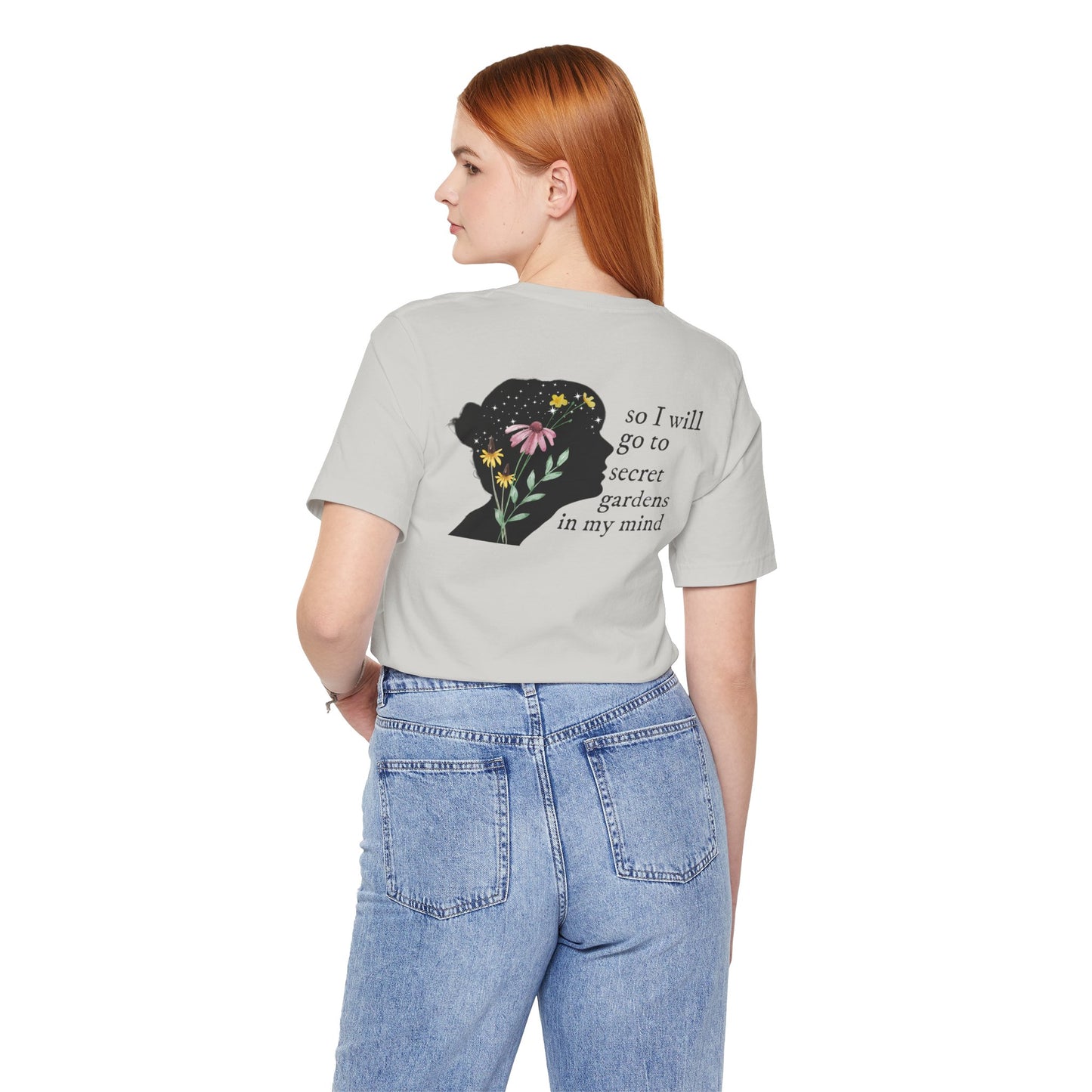 I hate it here - front and back - secret gardens in my mind - Unisex Jersey Short Sleeve Tee