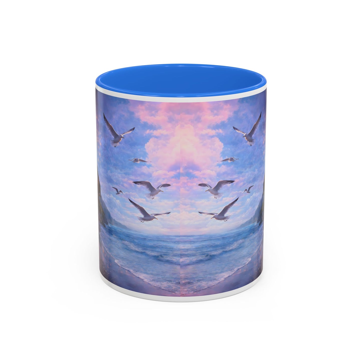 Keep it 100 Seaside Dreamscape Mug — Sunset Ocean Birds Art (11oz & 15oz)