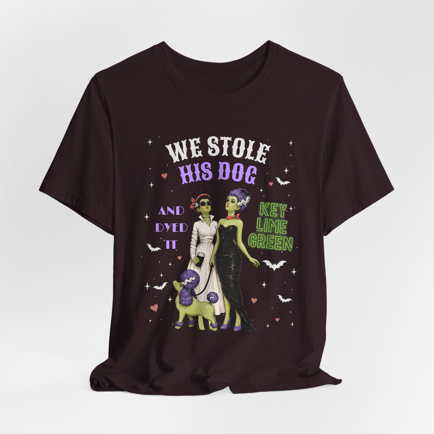 Halloween Bride & Bride T-Shirt — "We Stole His Dog and dyed it KEY LIME GREEN"