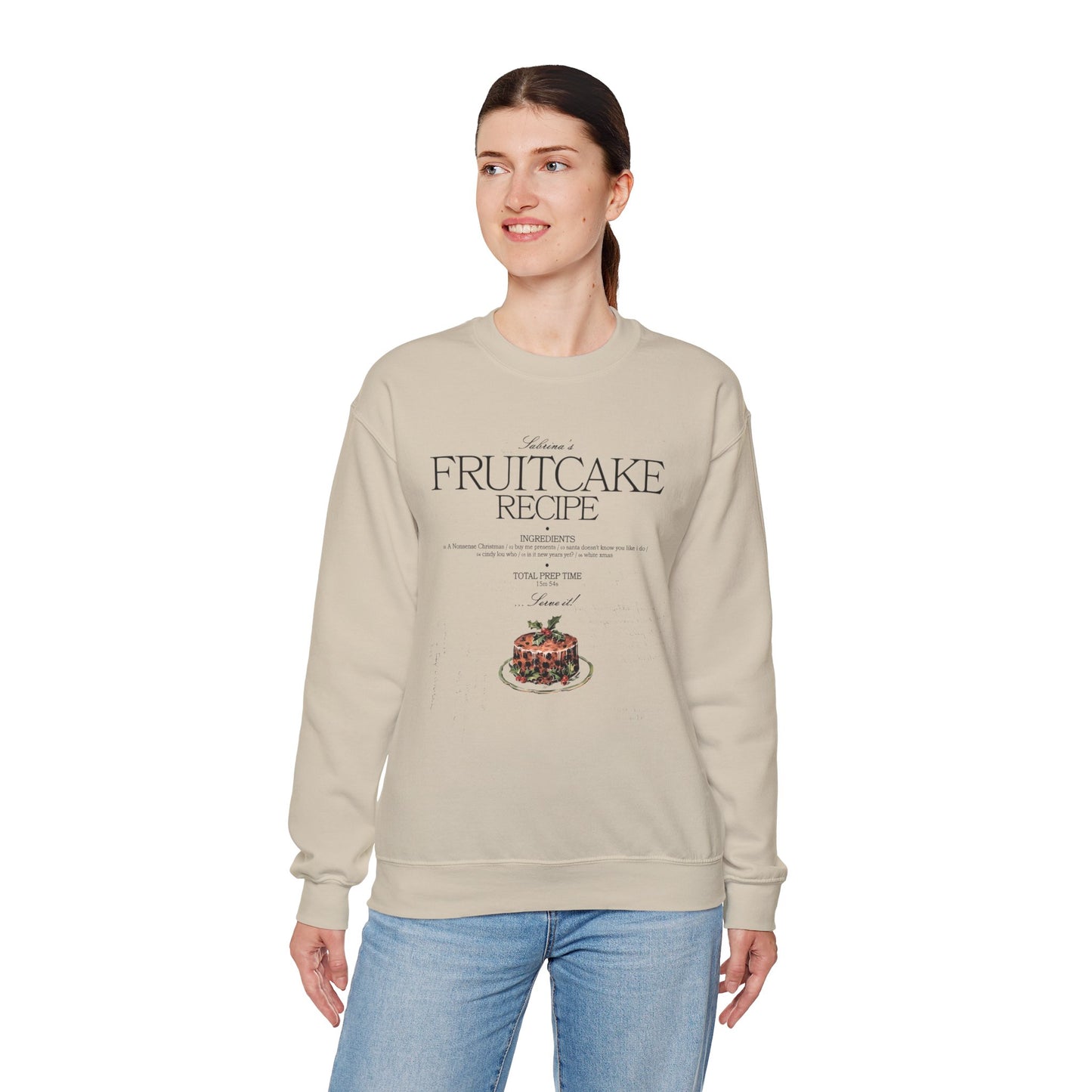 fruitcake recipe with handwriting - Unisex Heavy Blend™ Crewneck Sweatshirt