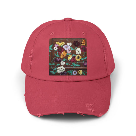 Surprise Song Floral Piano - Unisex Distressed Cap