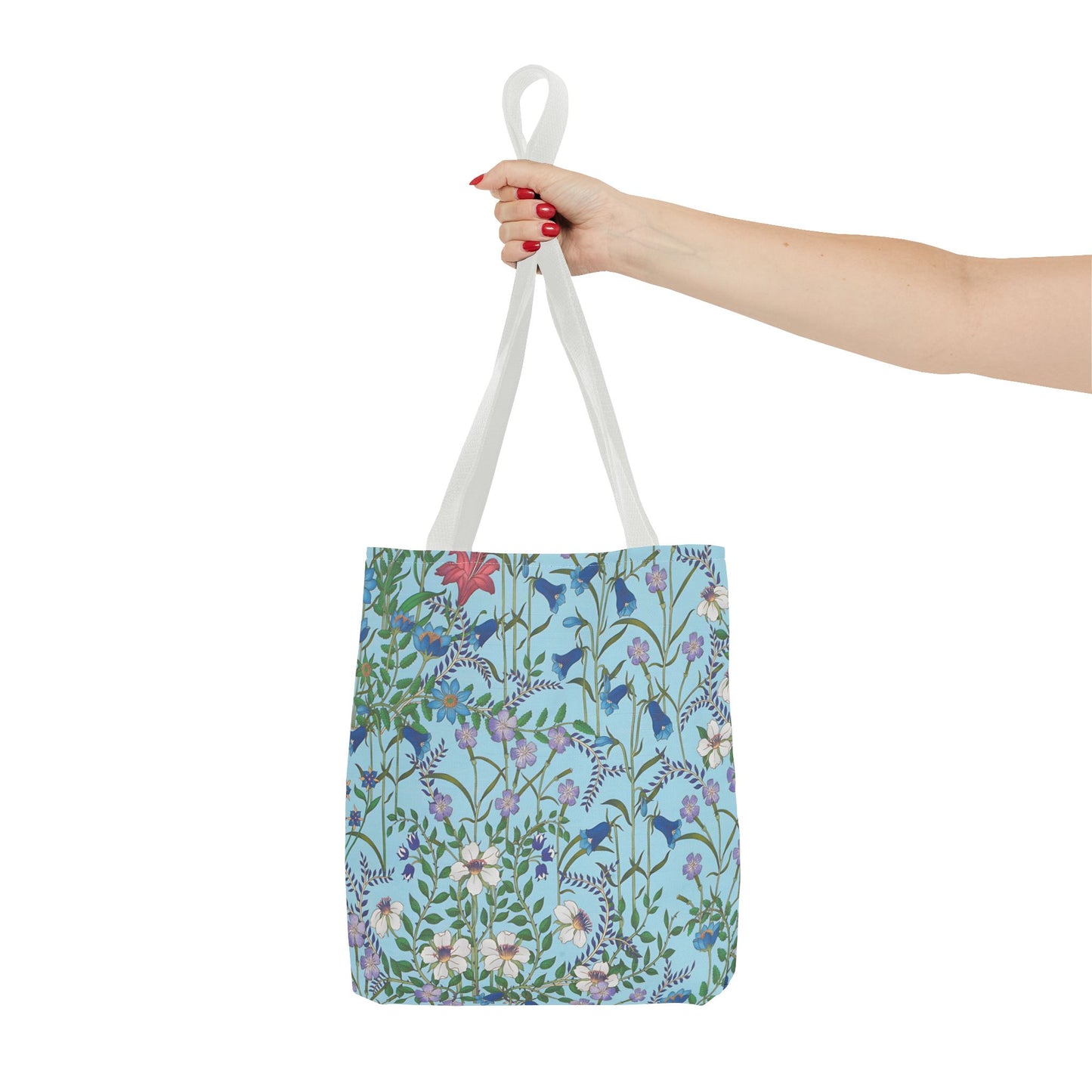 Floral Pattern Tote Bag "Flora Blue" - Vibrant Garden Style for Everyday Use