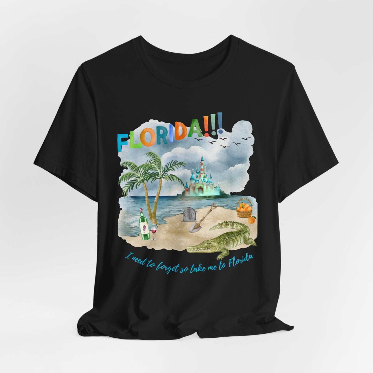 FLORIDA!!! Watercolor Print - Unisex Jersey Short Sleeve Tee