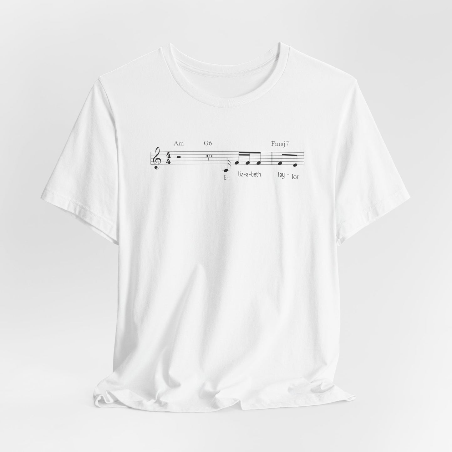 Elizabeth Tay-lor Musical Notes Unisex Tee, Gift for Musicians, Music Lover T-Shirt, Casual Everyday Wear, Concert Outfit