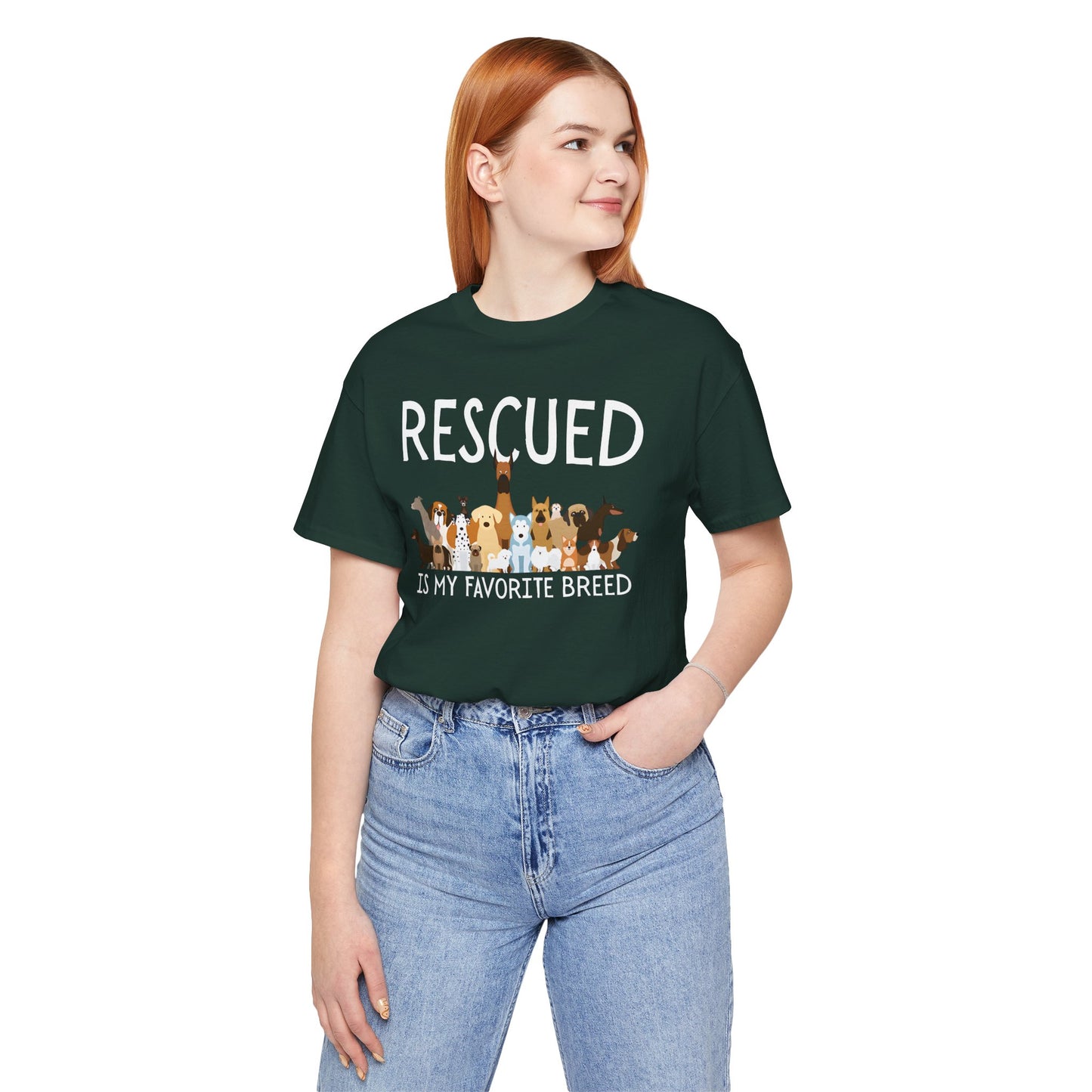 Unisex Dog Lover Tee: 'Rescued is My Favorite Breed' Shirt, Animal Rescue Gift, Pet Owner Apparel, Fun Casual Wear, Birthday Gift