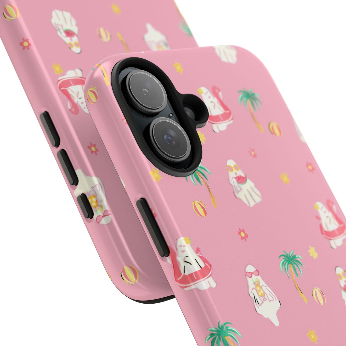 Pink Summerween Phone Cases with Ghosties - Fun Vacation Accessories, Cute Gift for Beach Lovers, Phone Covers, Summer Essentials