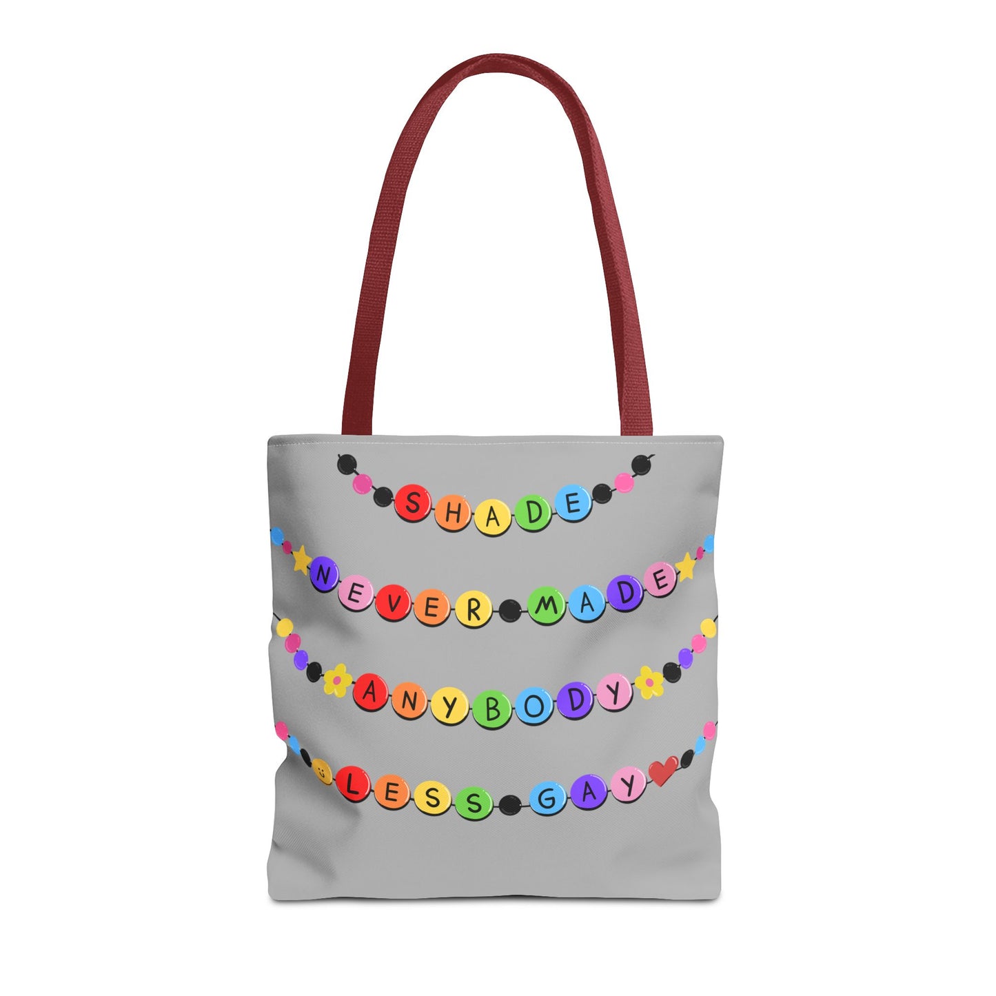 Shade Never Made Anybody Less Gay - Friendship Bracelet Pride - Colorful Pride Tote Bag, LGBTQ+ Shopping Bag, Fun Statement Bag, Gift for Friends, Eco-Friendly Tote