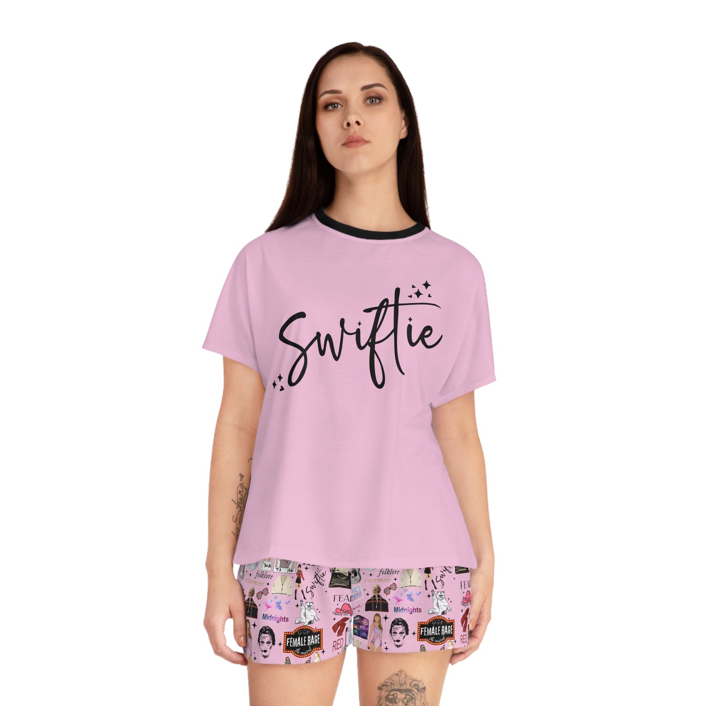Pink Swiftie Fan Scatter Women's Short Pajama Set
